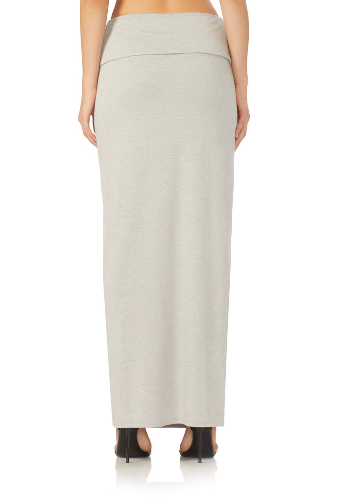 women's maxi skirt with fold over at the waist in heather grey