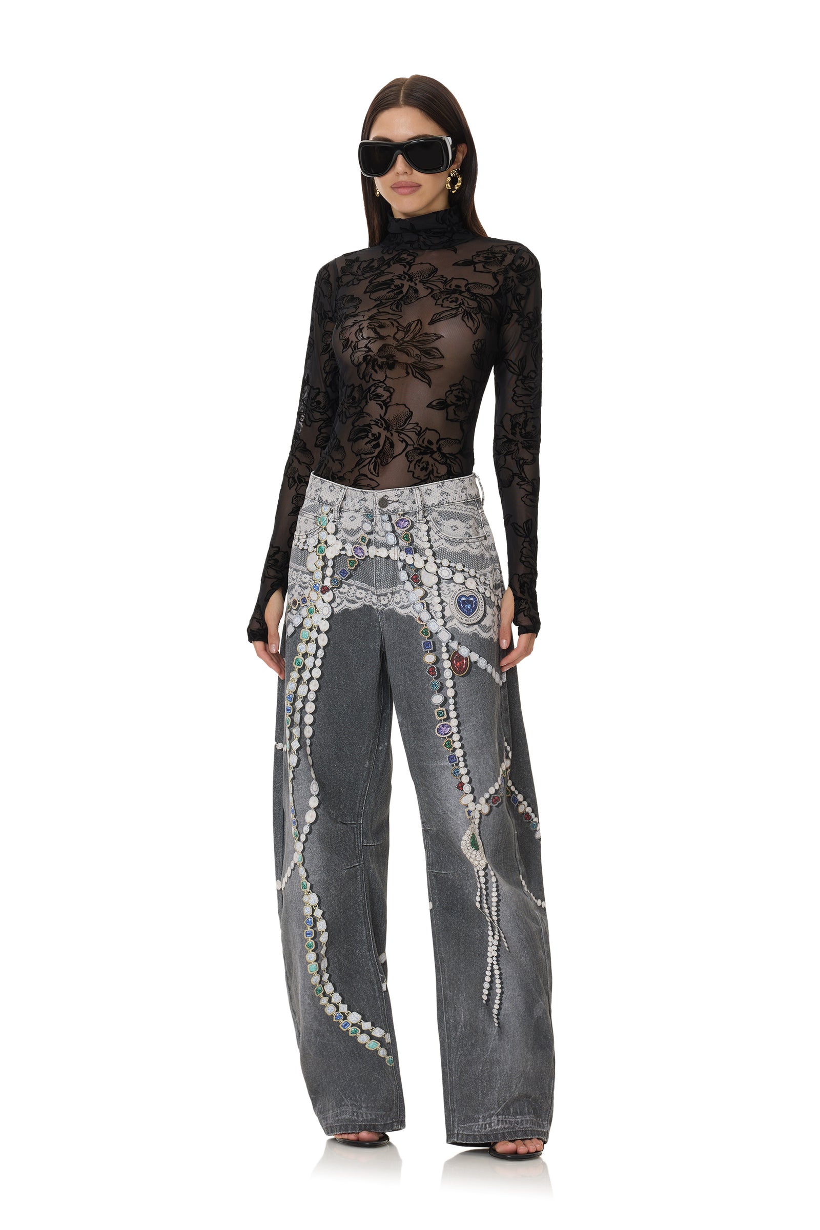 Walker Barrel Pant - Black Jewel Print - 54405520228722