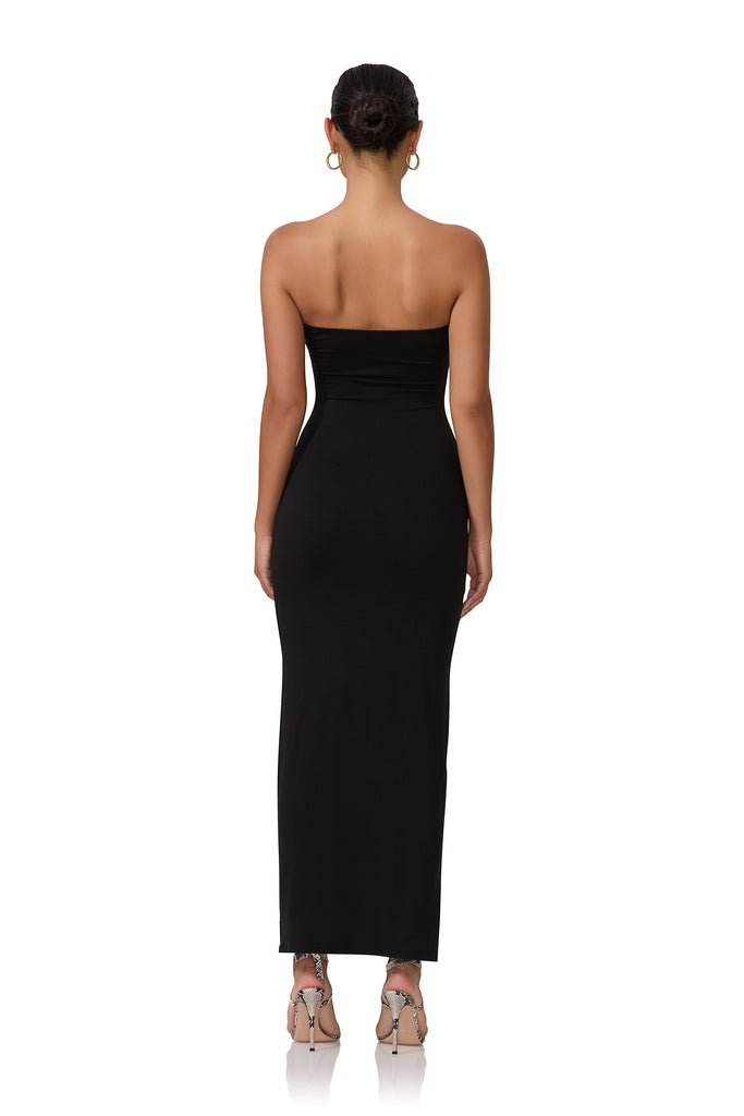 women's strapless maxi length dress in black