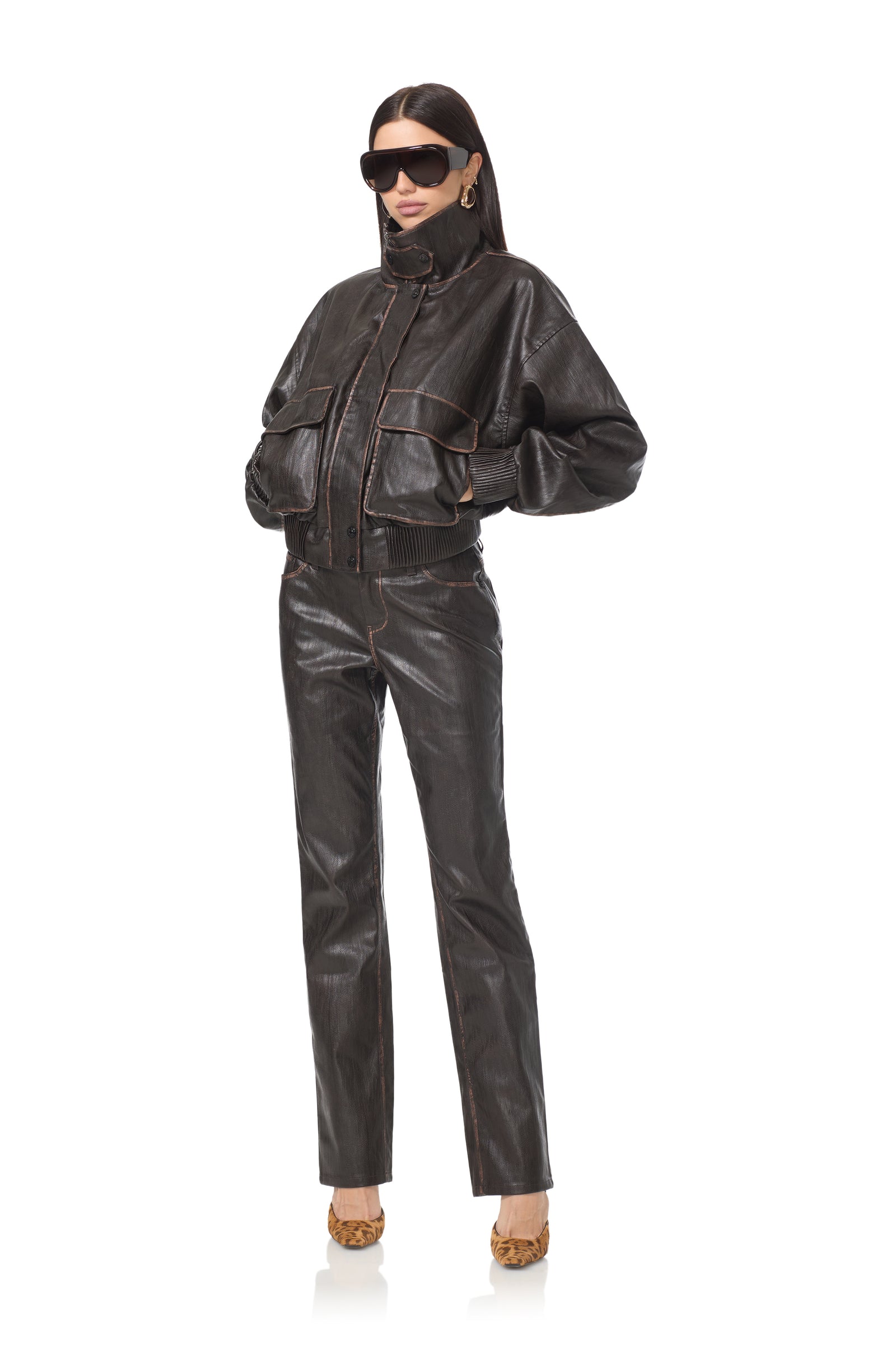 Cantini Bomber Jacket - Washed Dark Brown - 53796361404786