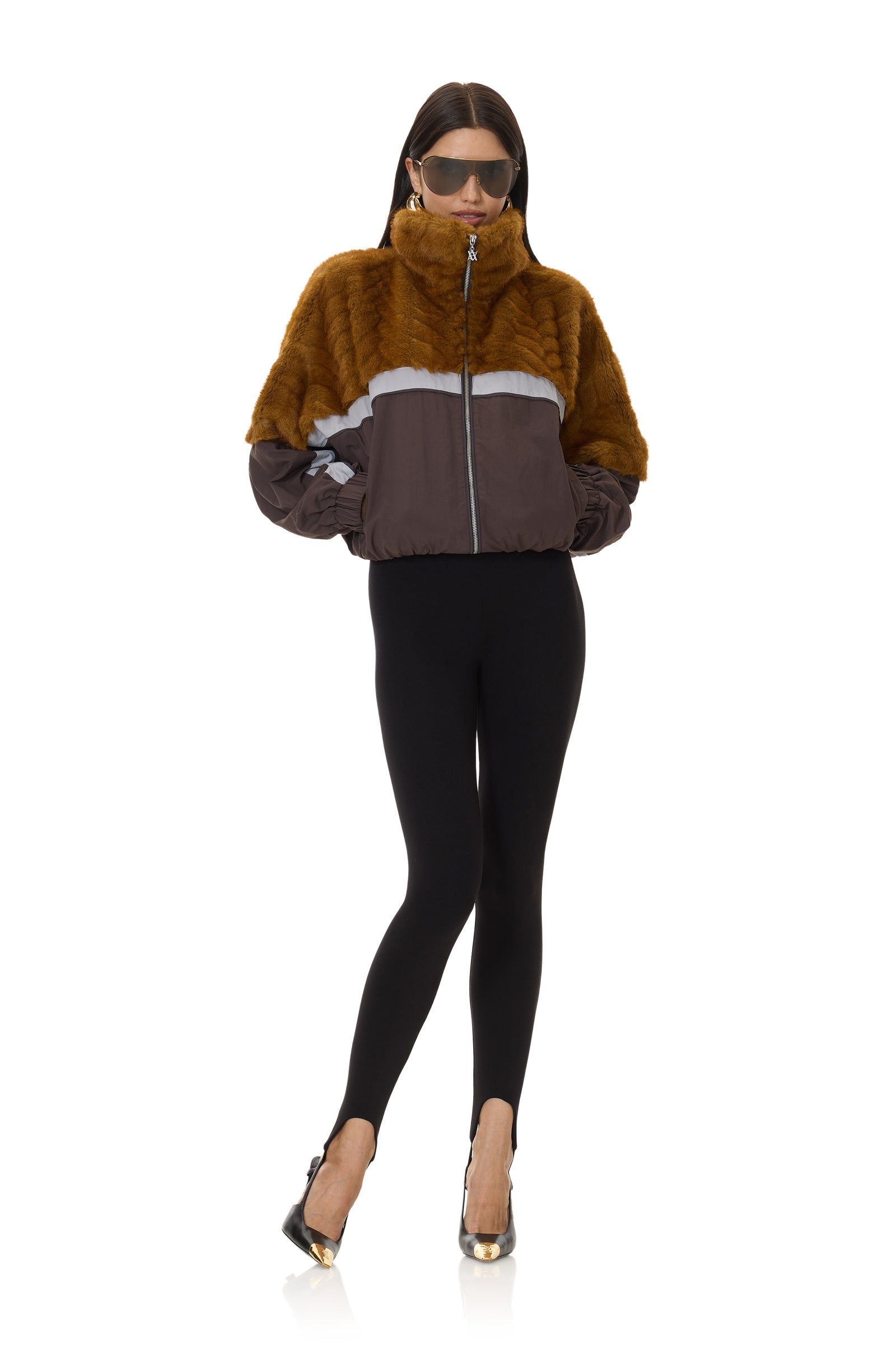Easter Fur Windbreaker Jacket - Gold Chevron - 54405541364082