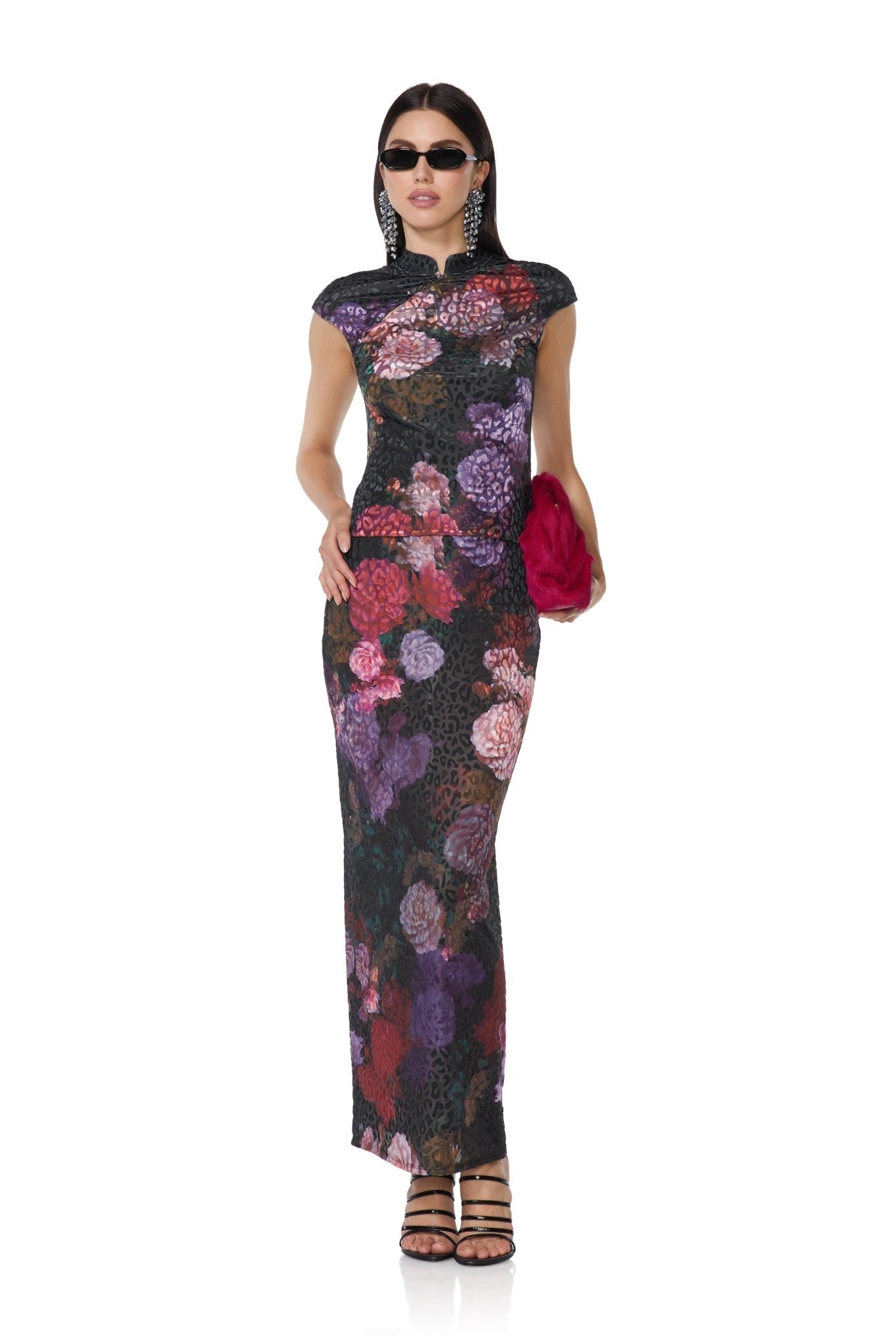 Adjoa Velvet Top - Violet Roses - AFRM