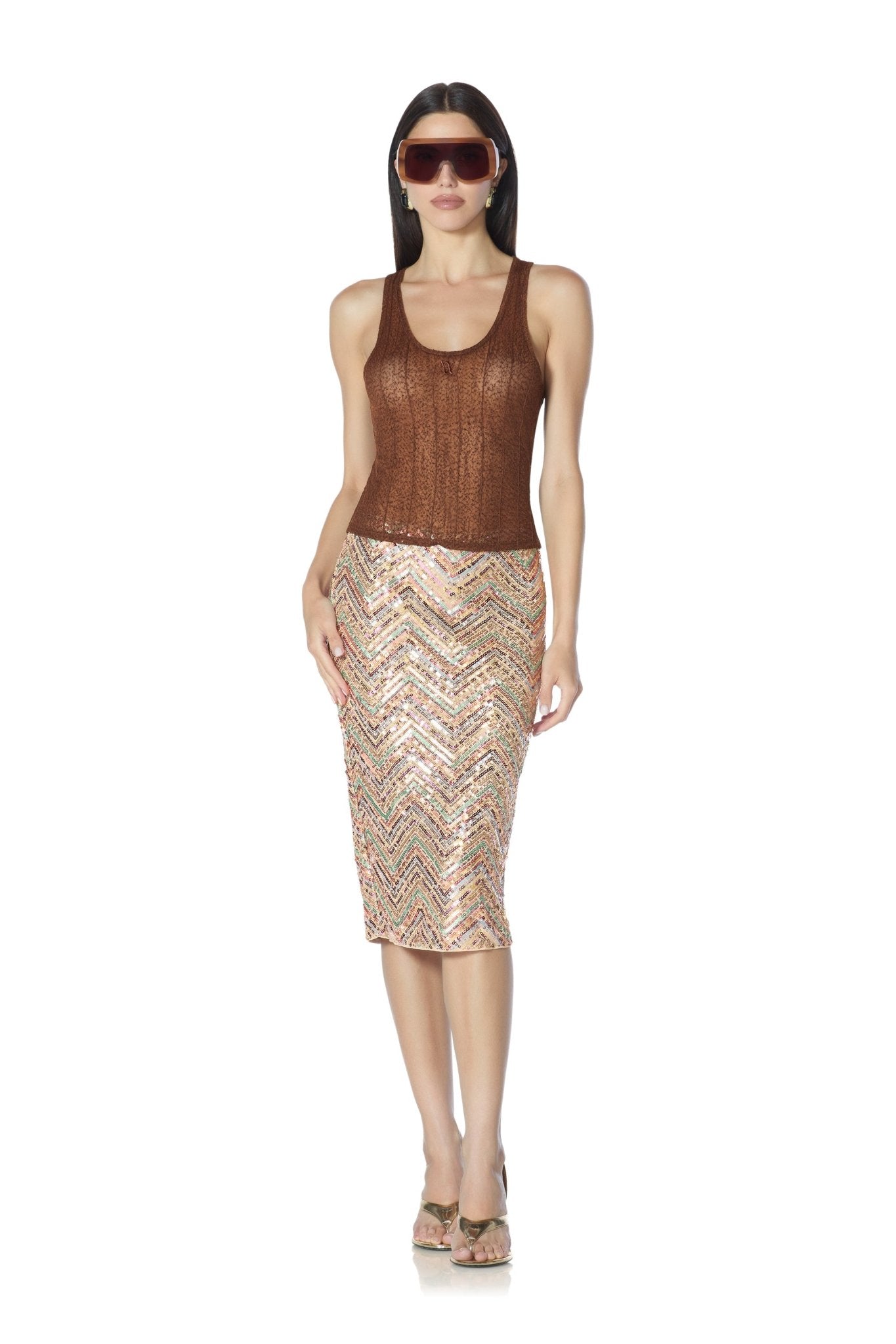 Audino Sequin Skirt - Summer Chevron - AFRM
