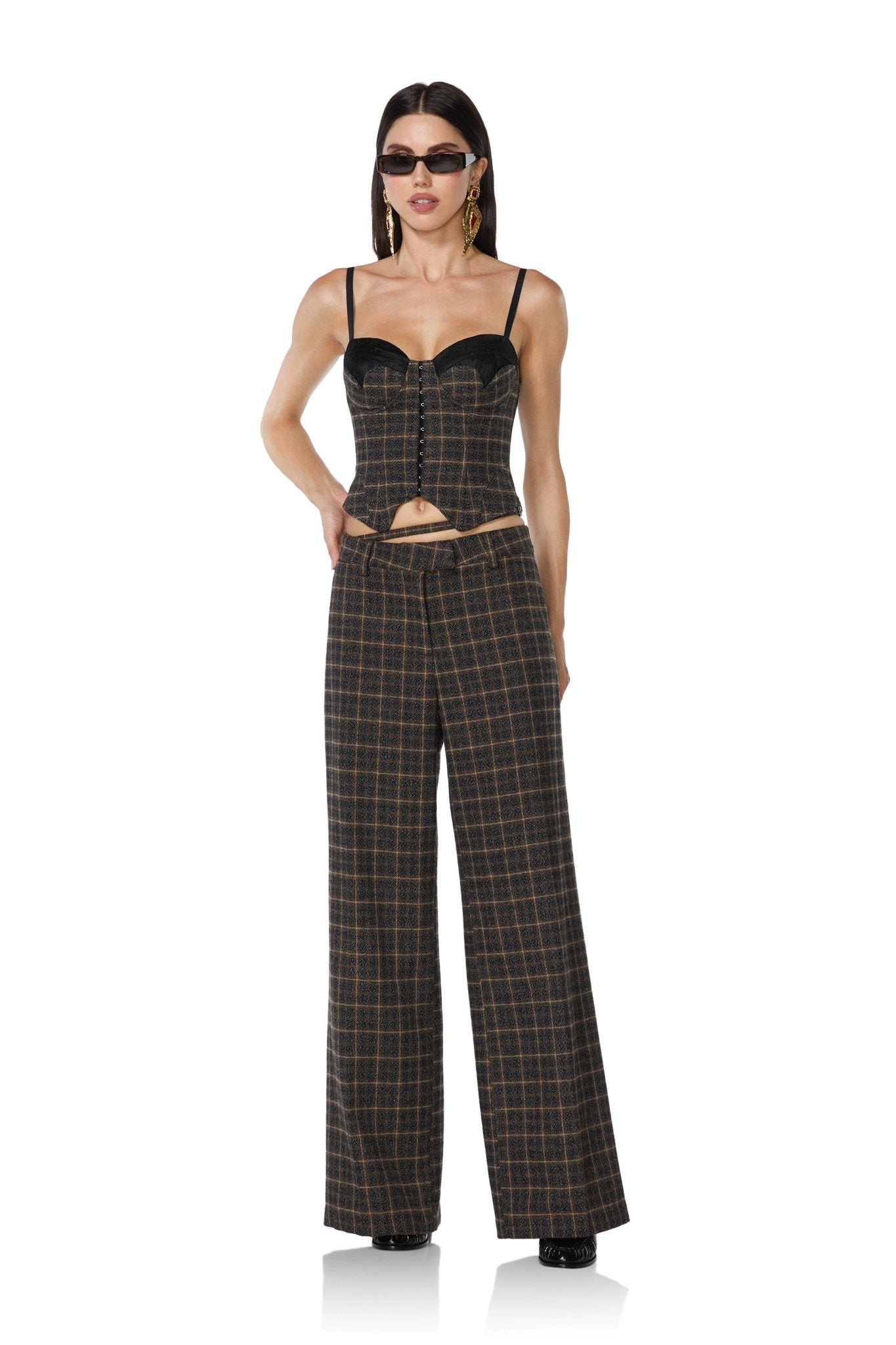 Aura Corset Top - Charcoal Plaid - AFRM