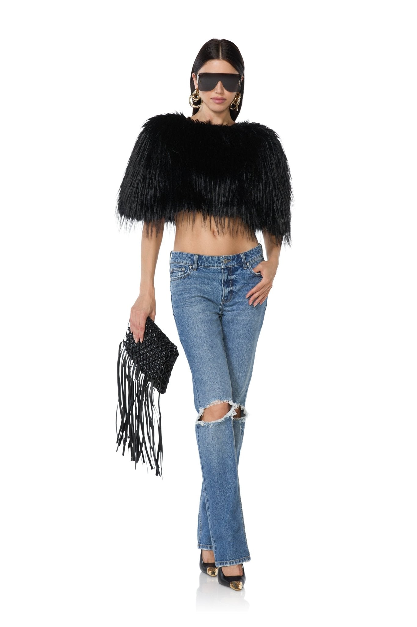 Betty Fur Cape - Noir - AFRM