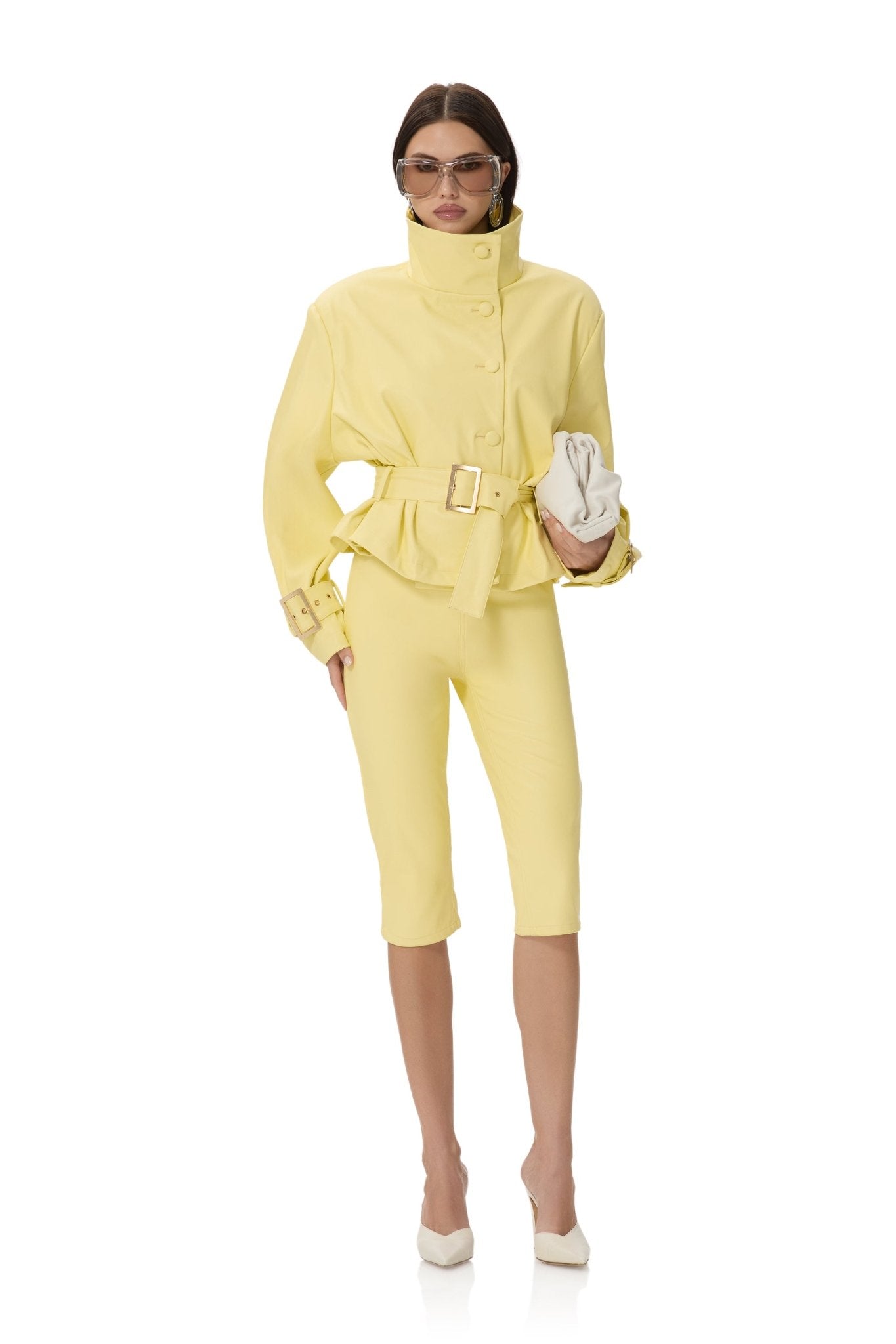 Calla Faux Leather Capri - Lemon Meringue - AFRM