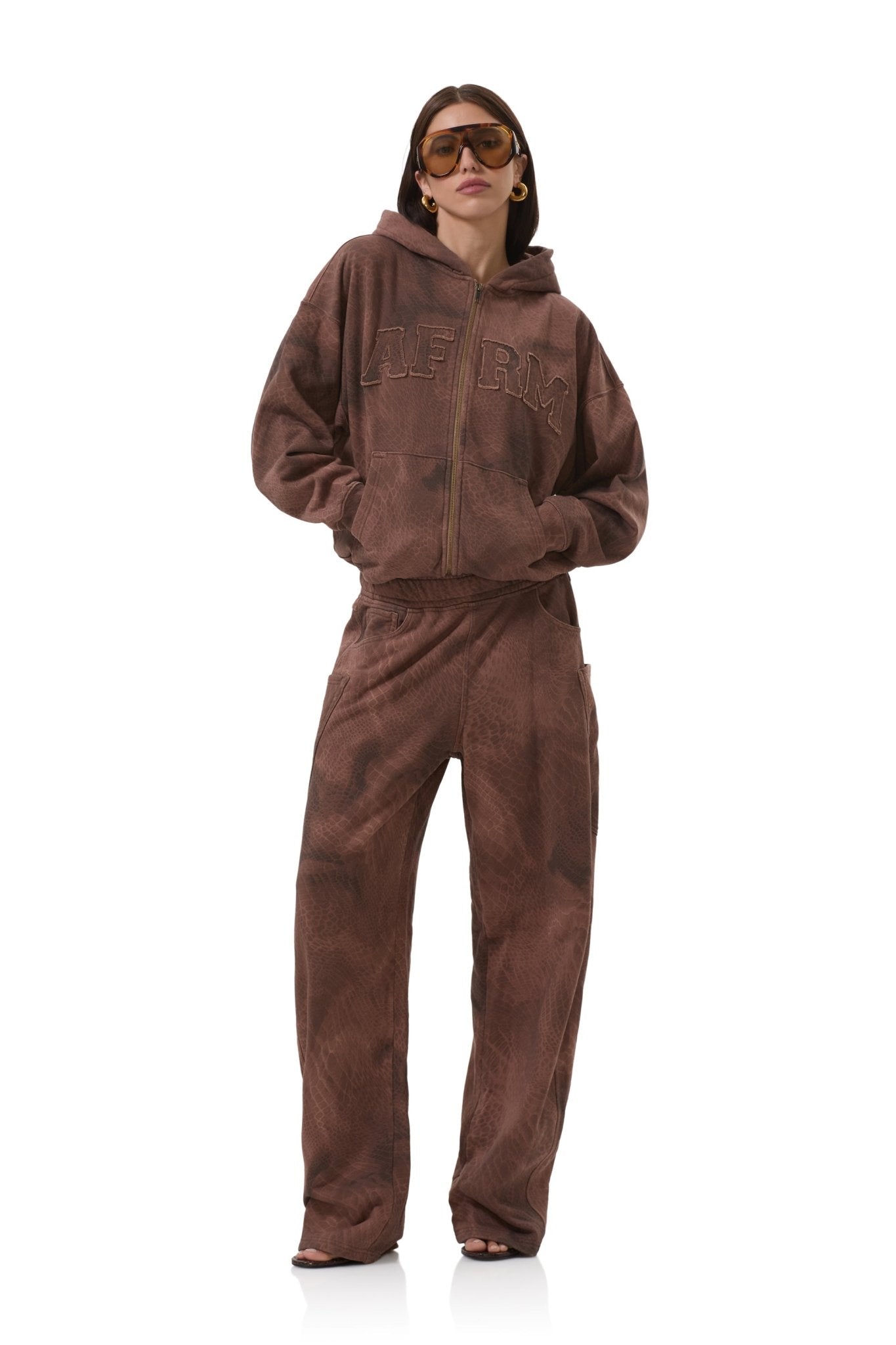 Cameron Zip Up Hoodie - Brown Snake - AFRM