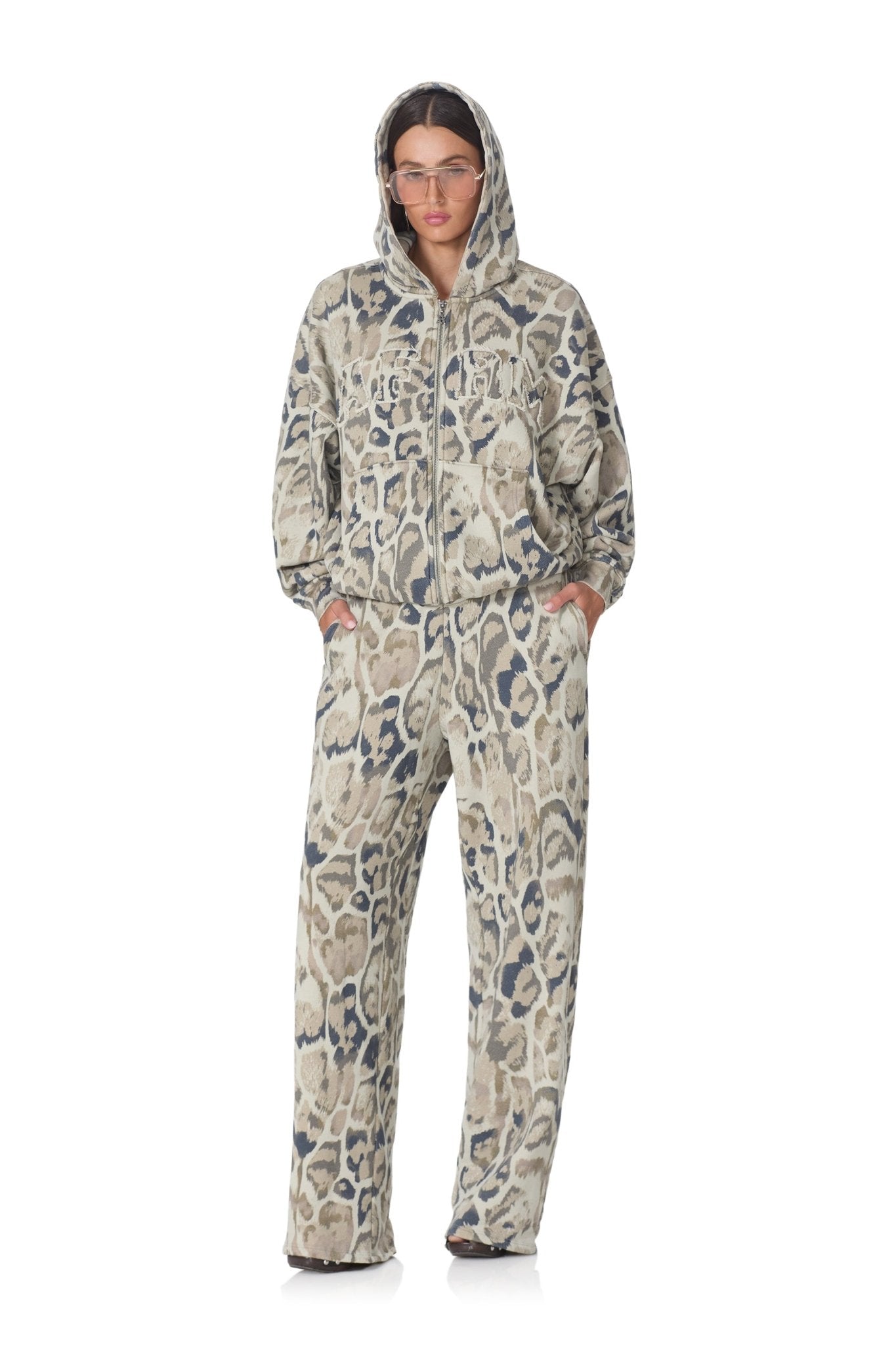 Cameron Zip Up Hoodie - Twill Leopard - AFRM