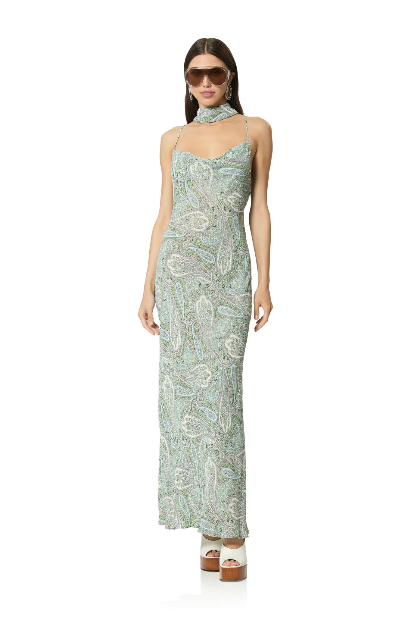 Cheryl Dress - Aqua Paisley - AFRM