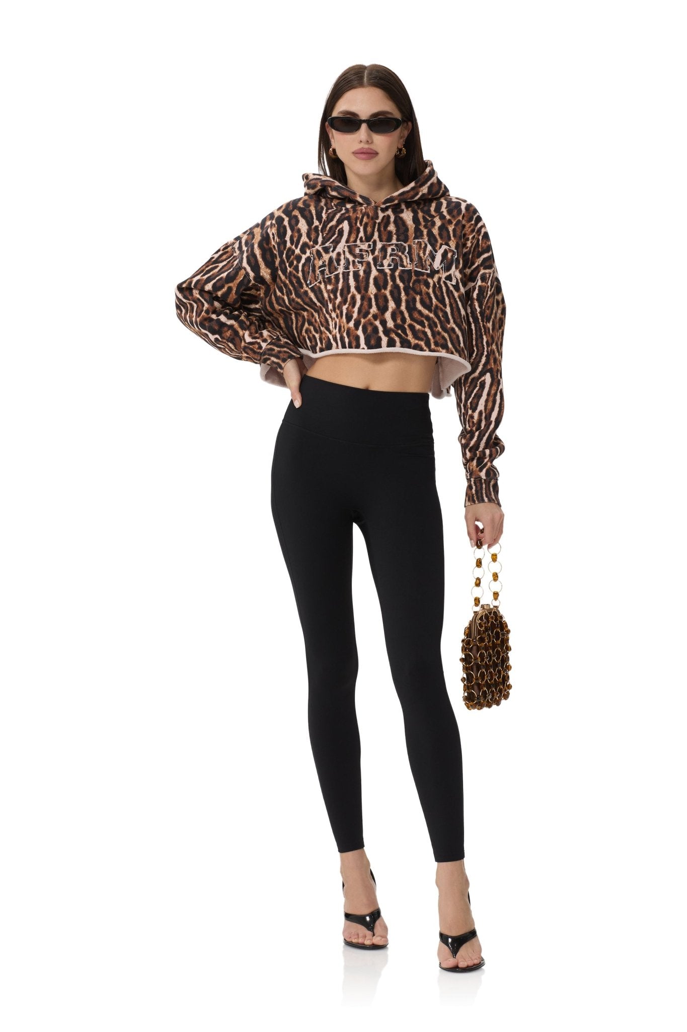 Darius Cropped Hoodie - Brushed Leopard - AFRM