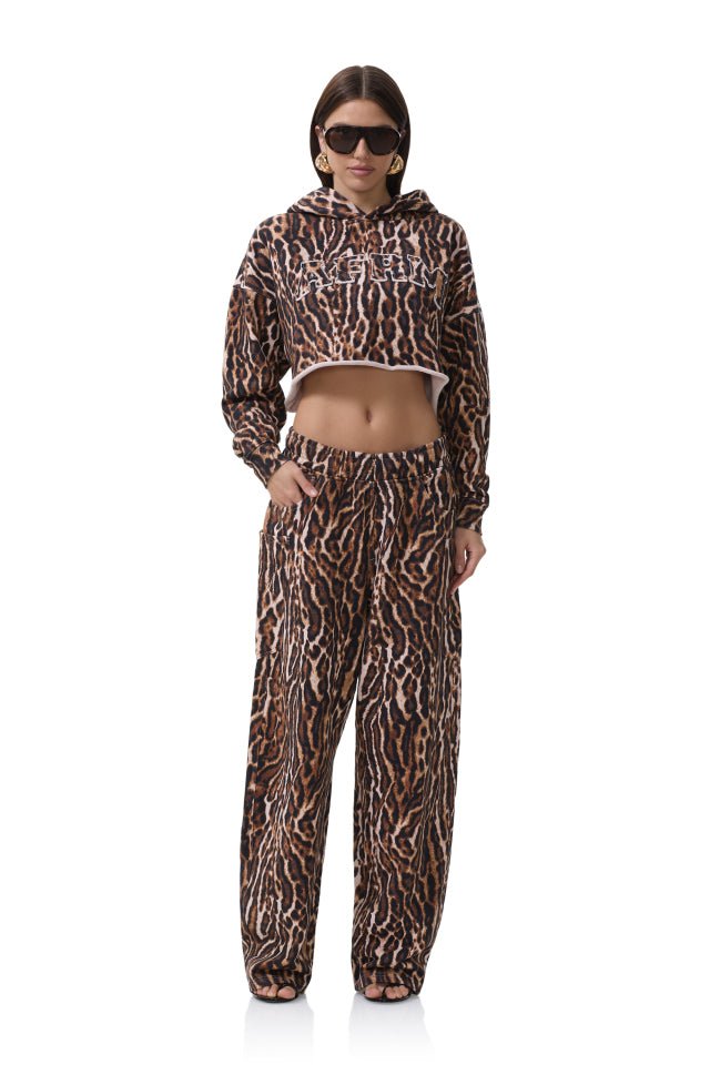 Darius Cropped Hoodie - Brushed Leopard - AFRM