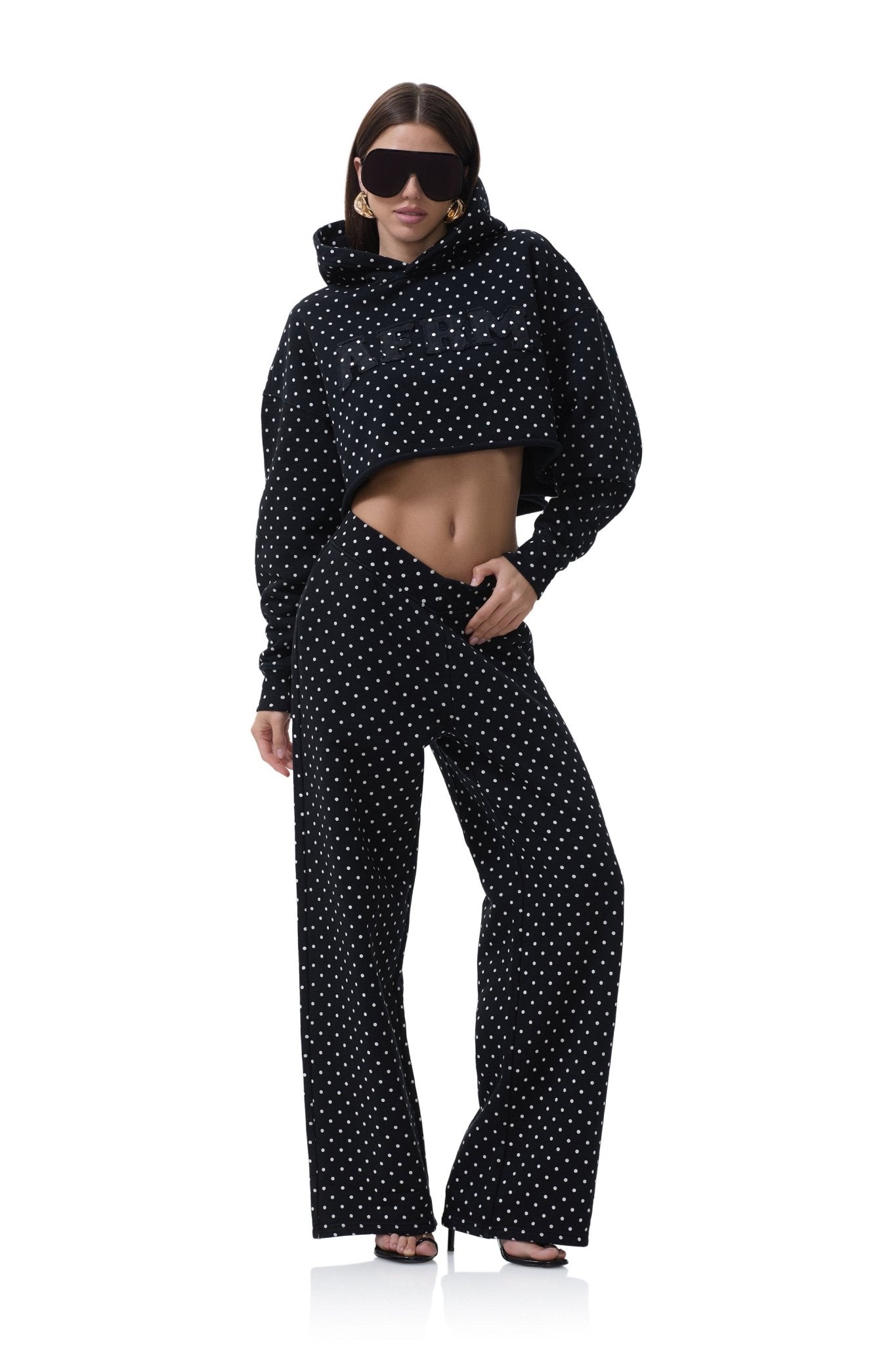 Darius Cropped Hoodie - Noir Micro Dot - AFRM