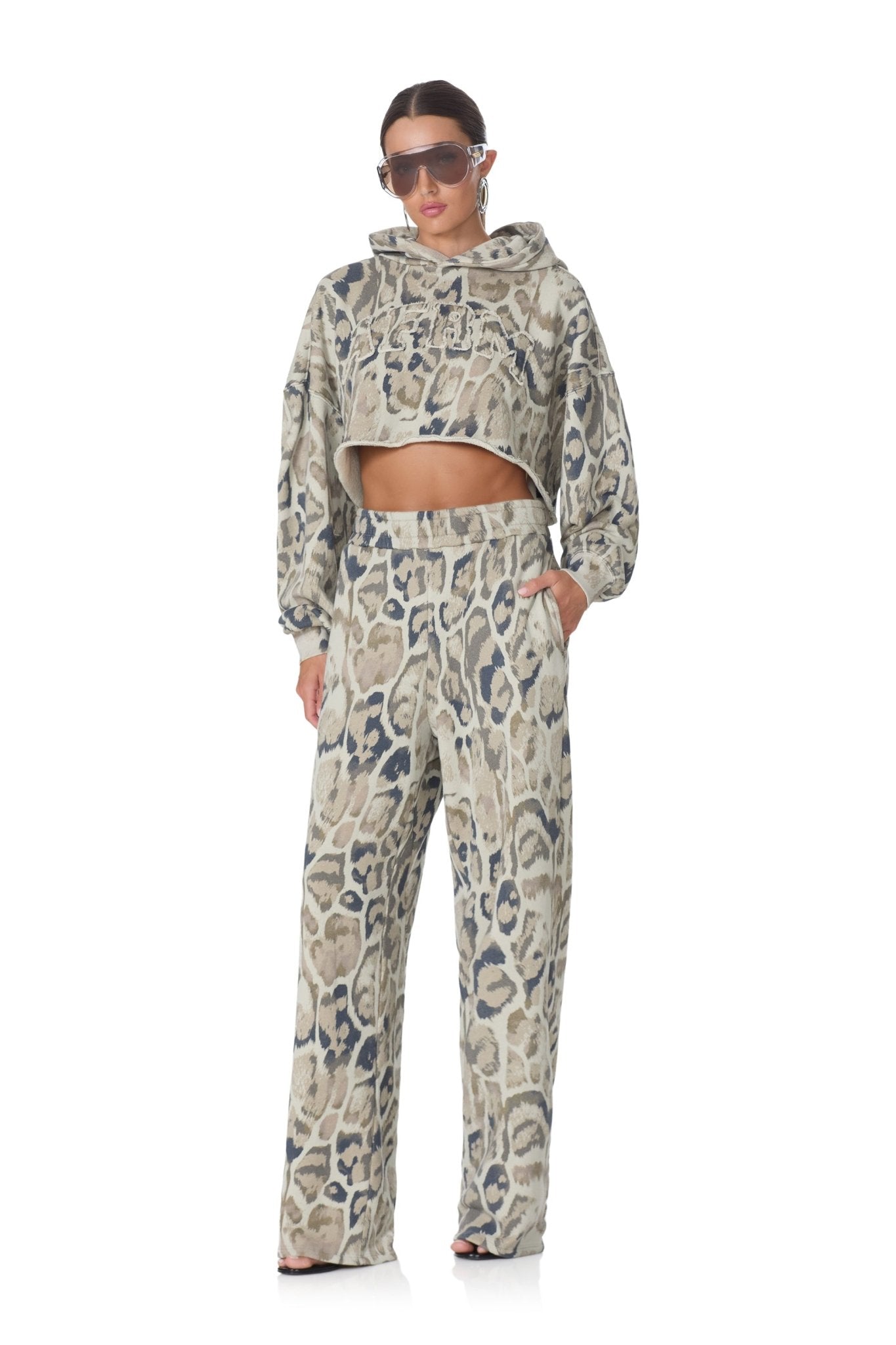 Darius Cropped Hoodie - Twill Leopard - AFRM