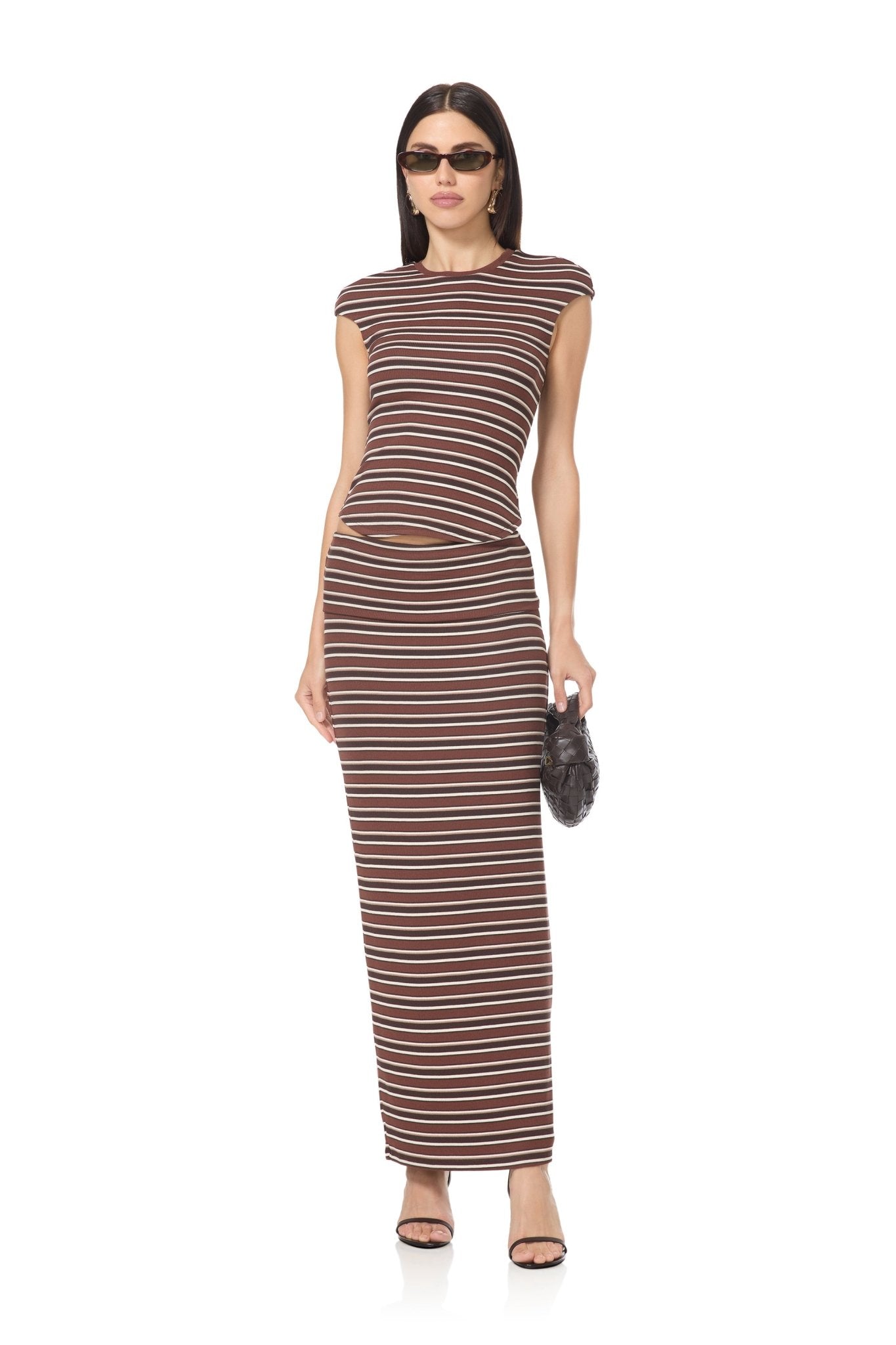 Esin Maxi Skirt - Chocolate Stripe - AFRM