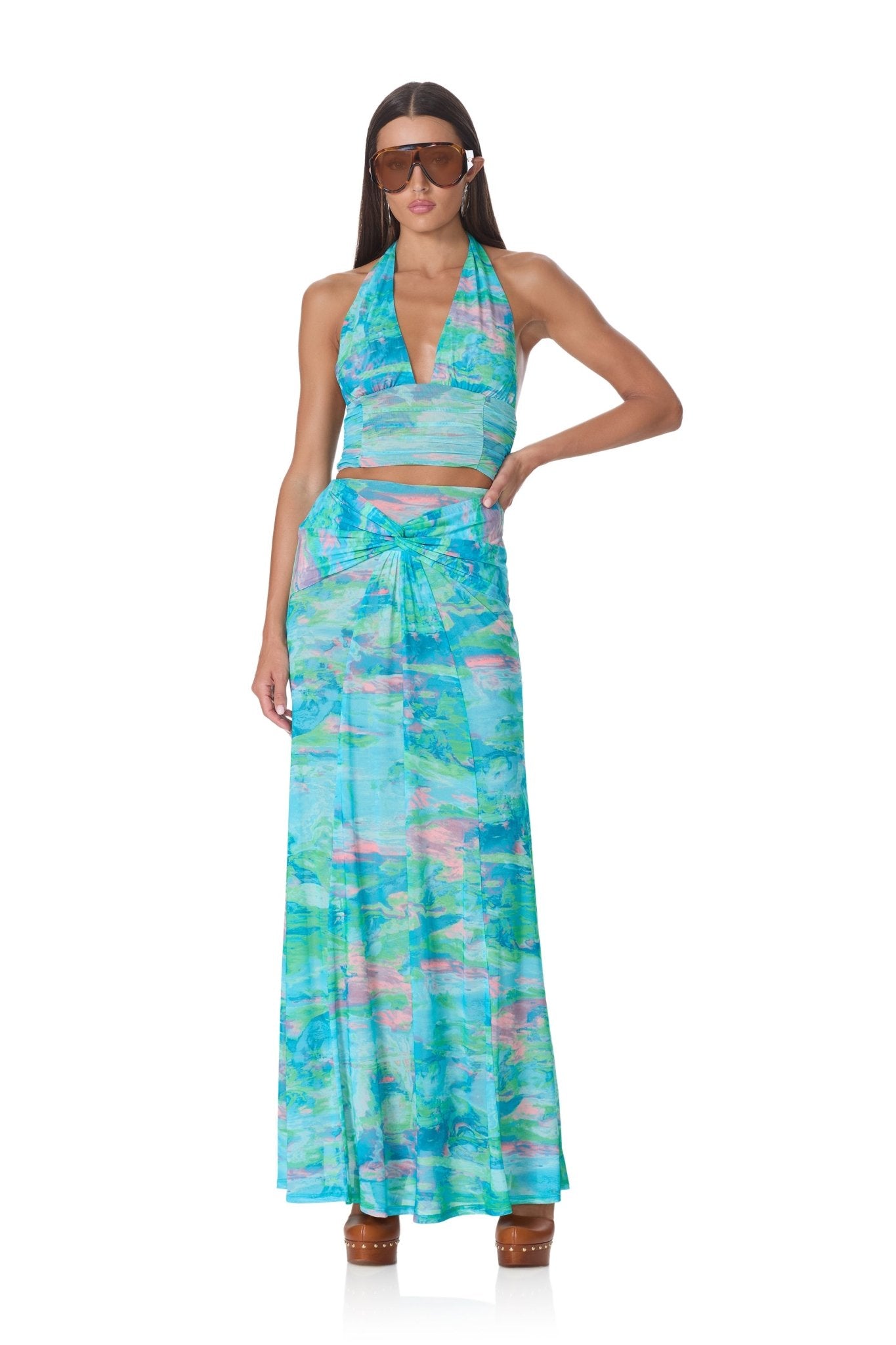 Gabriella Top - Turquoise Marble - AFRM