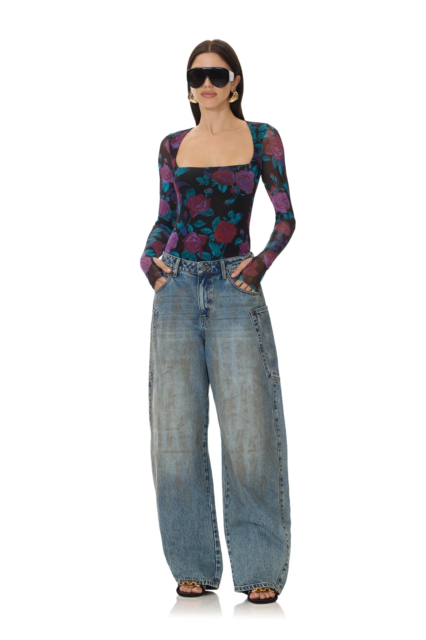 Ines Top - Plum Roses - AFRM