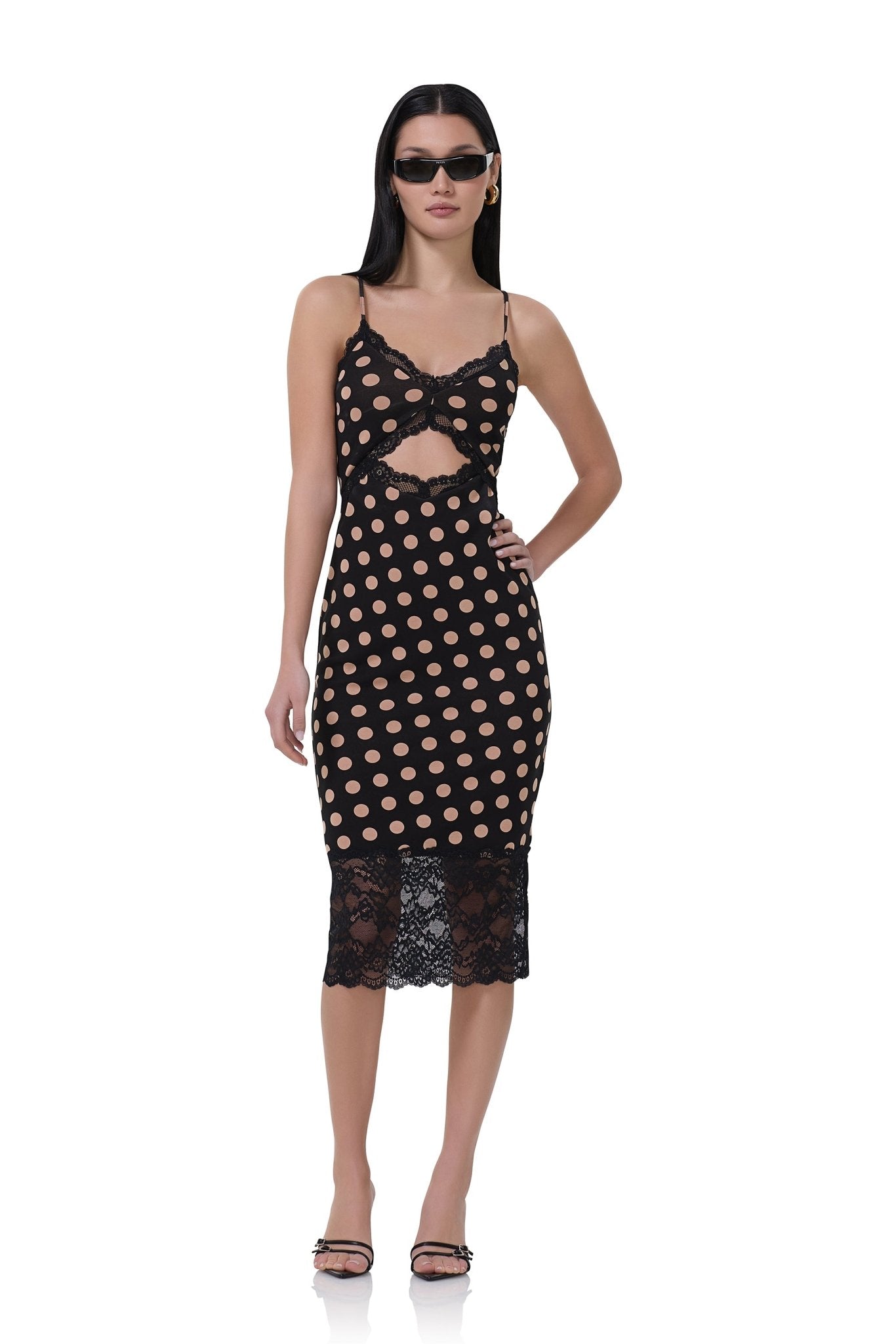 Josette Lace Dress - Almond Dot - AFRM