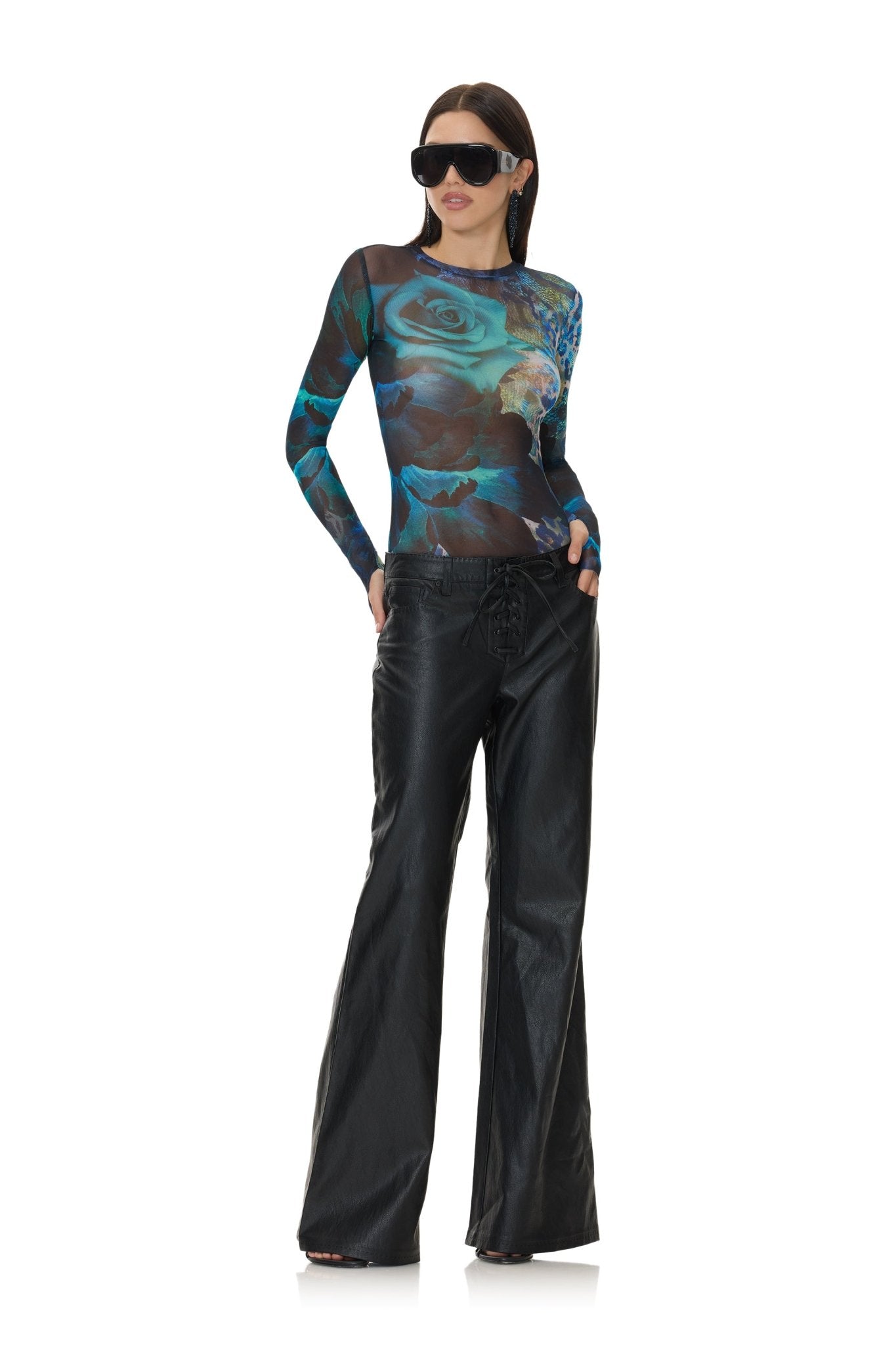 Kaylee Top - Teal Animal Rose - AFRM