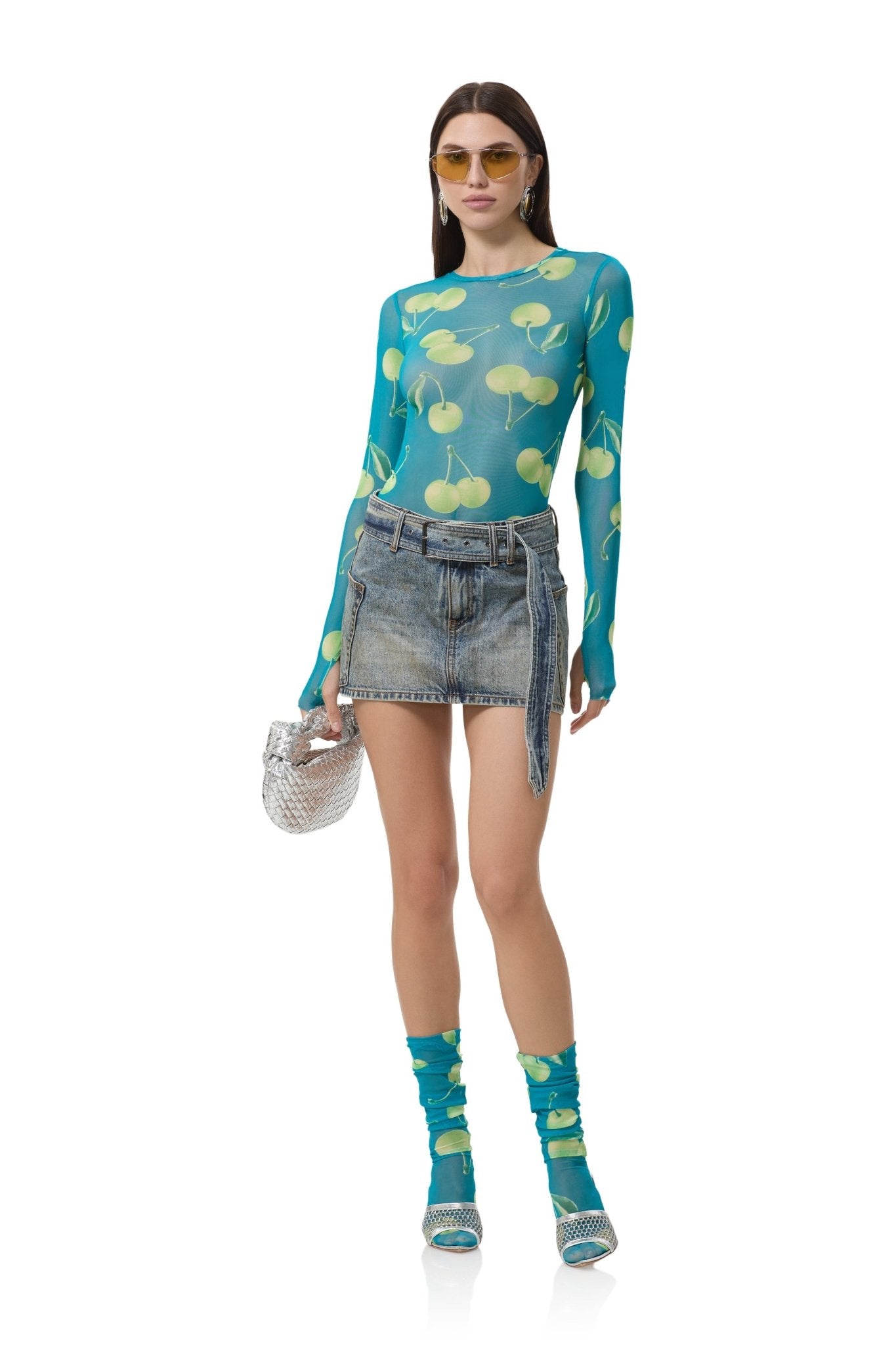 Kaylee Top - Teal Cherry - AFRM