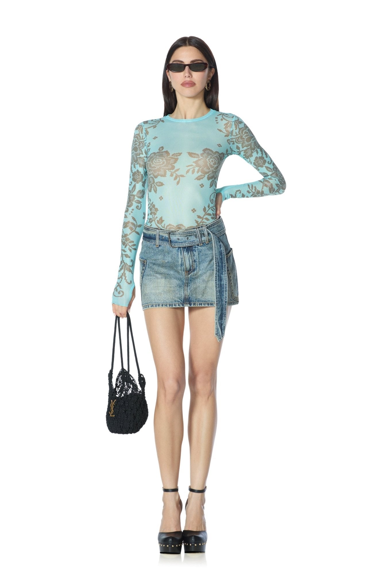 Kaylee Top - Turquoise Crochet - AFRM