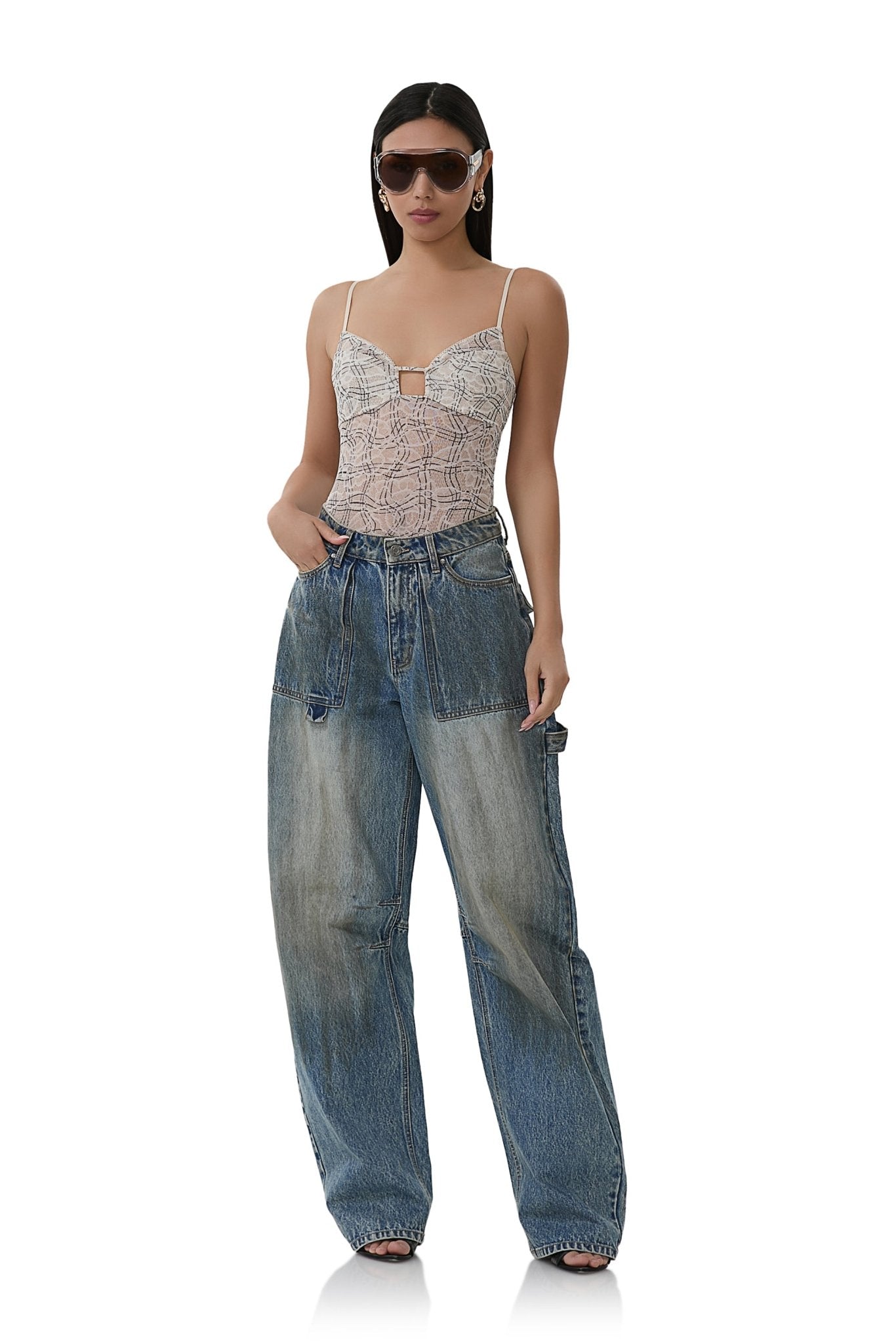 Myra Bodysuit - Lace Plaid - AFRM