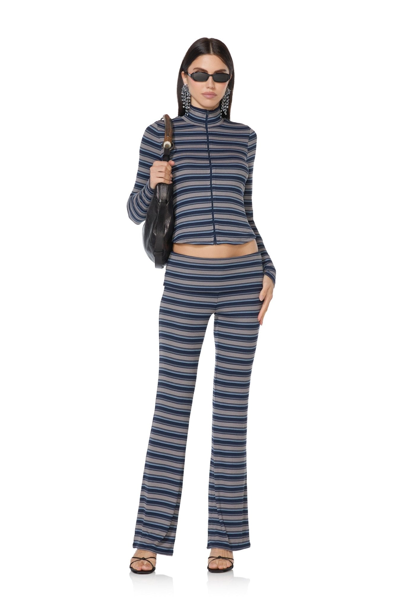 Navarro Zip Up Top - Slate Stripe - AFRM