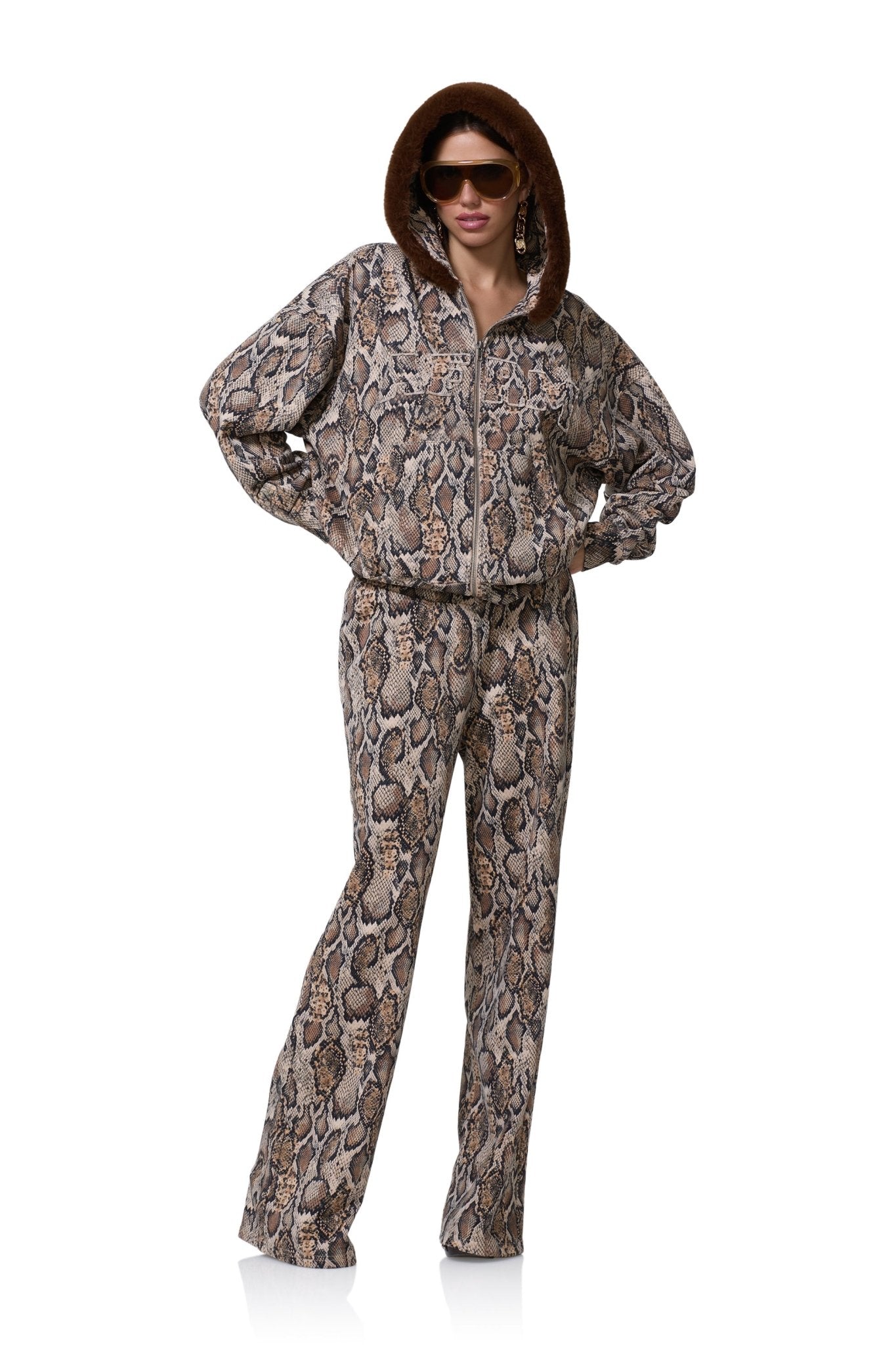 Oren Zip Up Fur Hoodie - Sand Serpent - AFRM