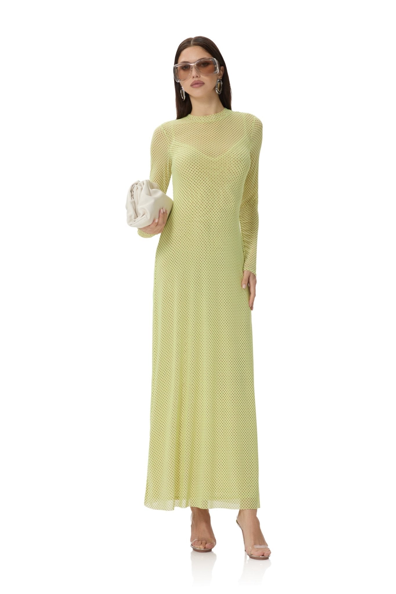 Paola Dress - Citrus Pin Dot - AFRM