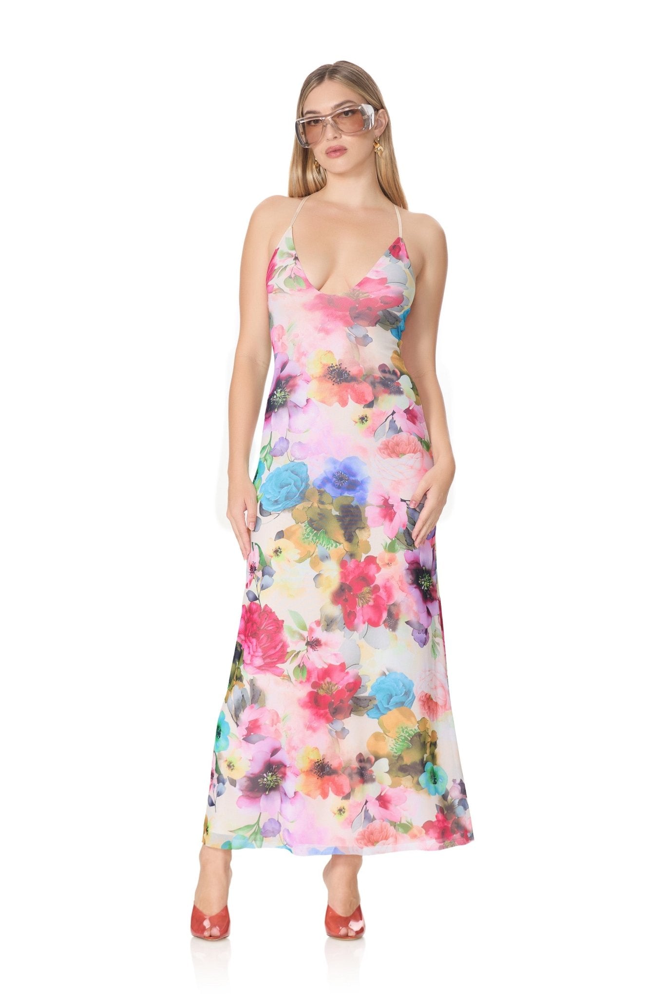 Romy Dress - Watercolor Blossom - AFRM
