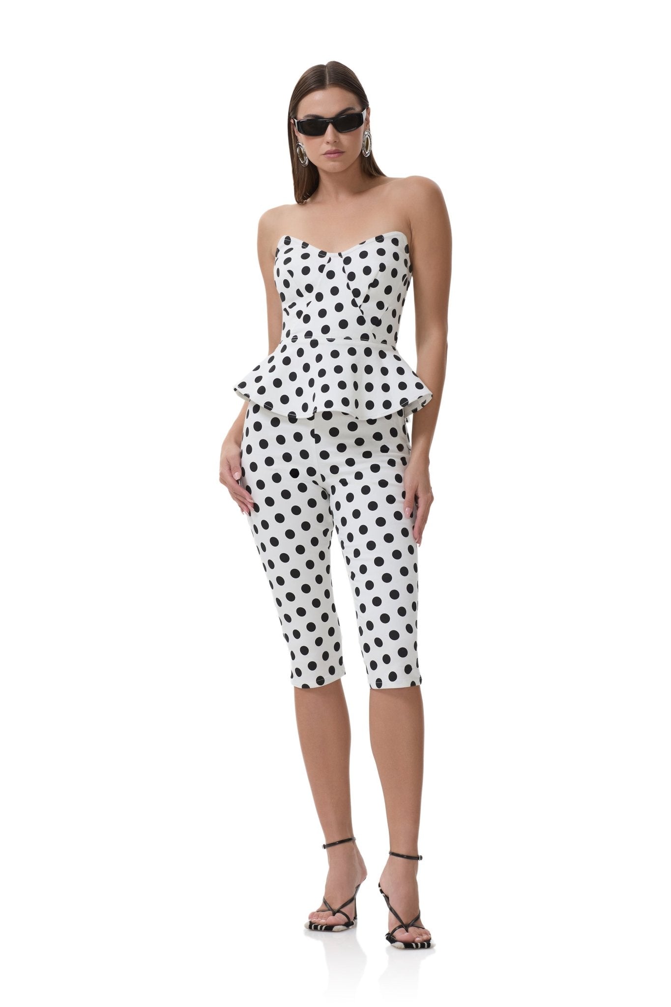 Ronnie Capri Pant - White Coin Dot - AFRM