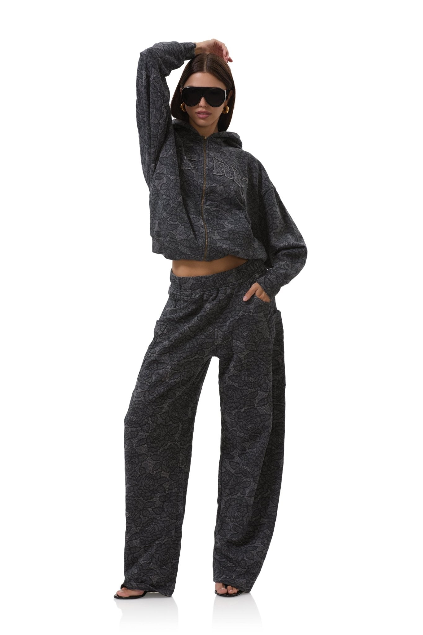 Ryan Barrel Sweatpant - Black Lace - AFRM
