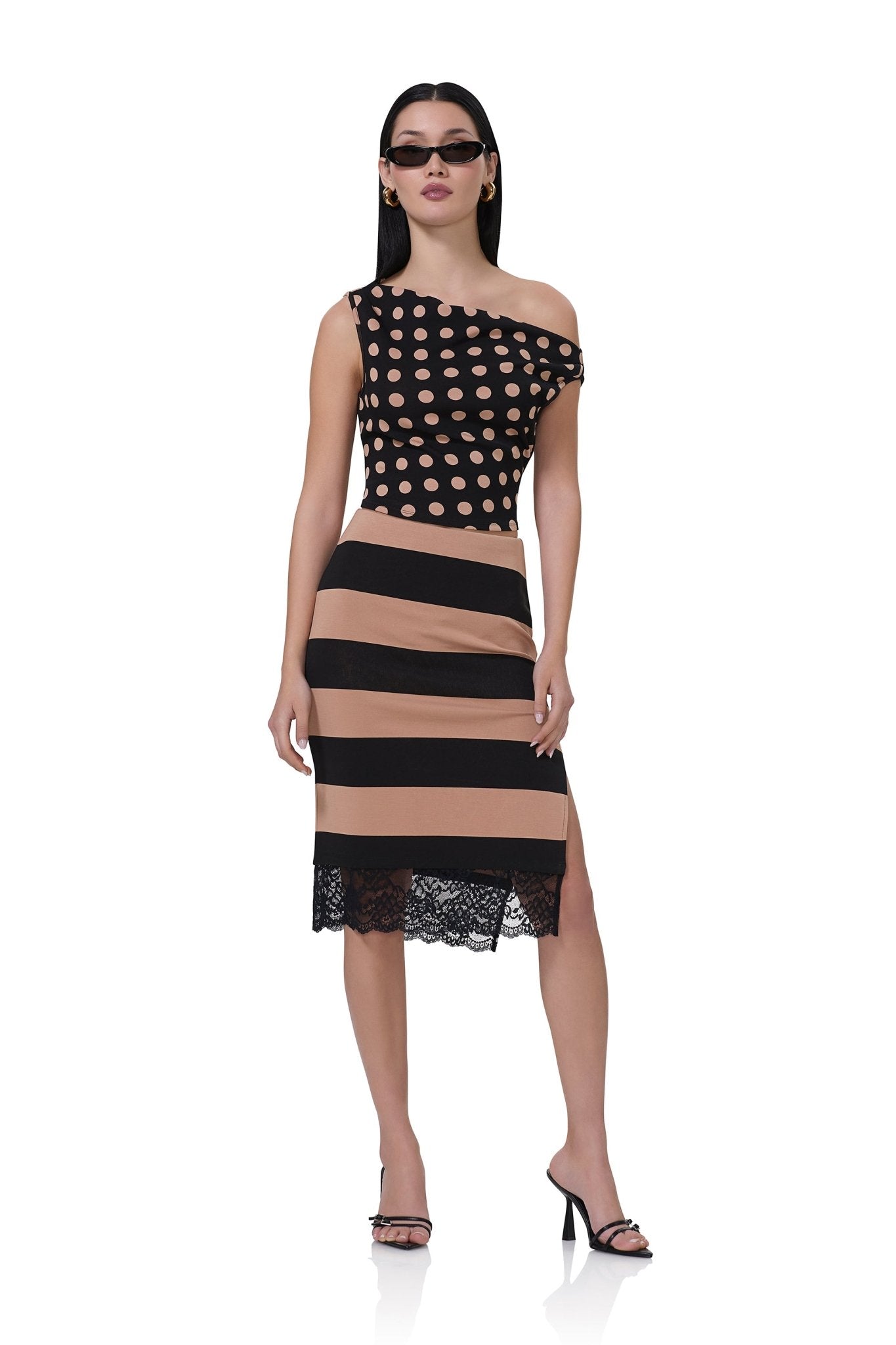 Scarlet Skirt - Almond Stripe - AFRM
