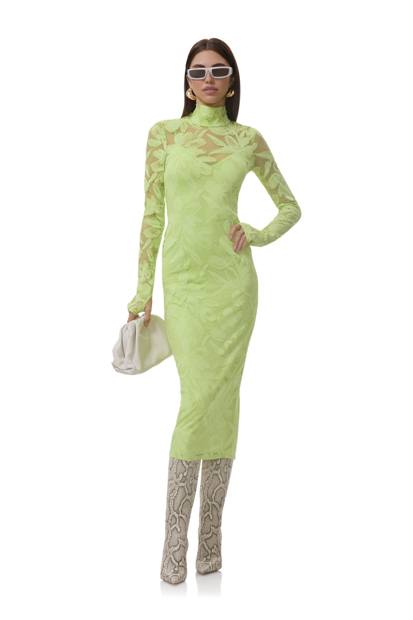 Shailene Crochet Lace Dress - Lime Essence - AFRM
