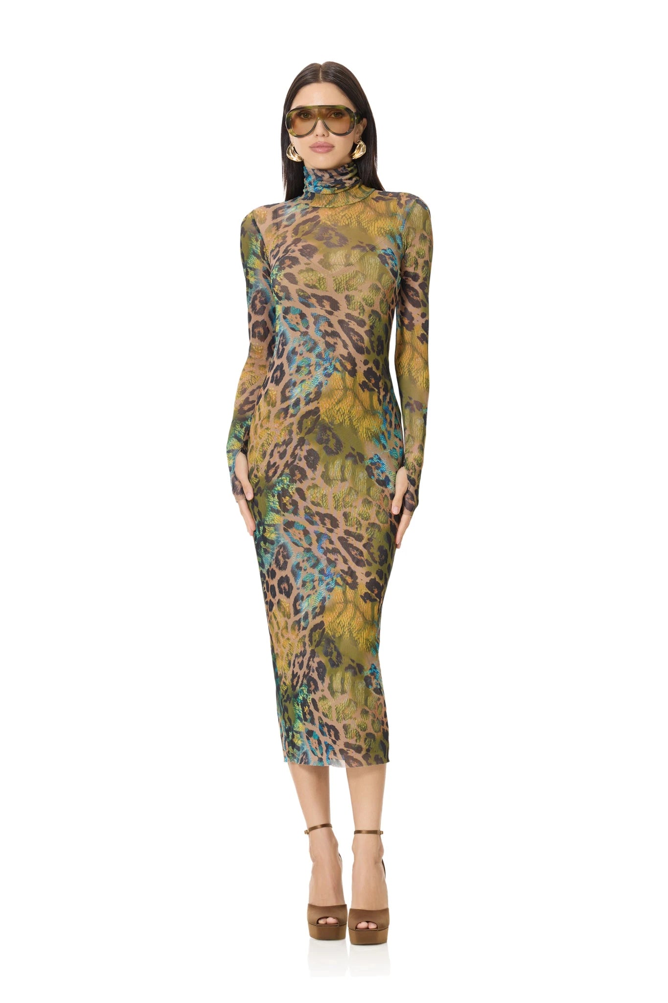 Shailene Dress - Gold Glow Animal - AFRM