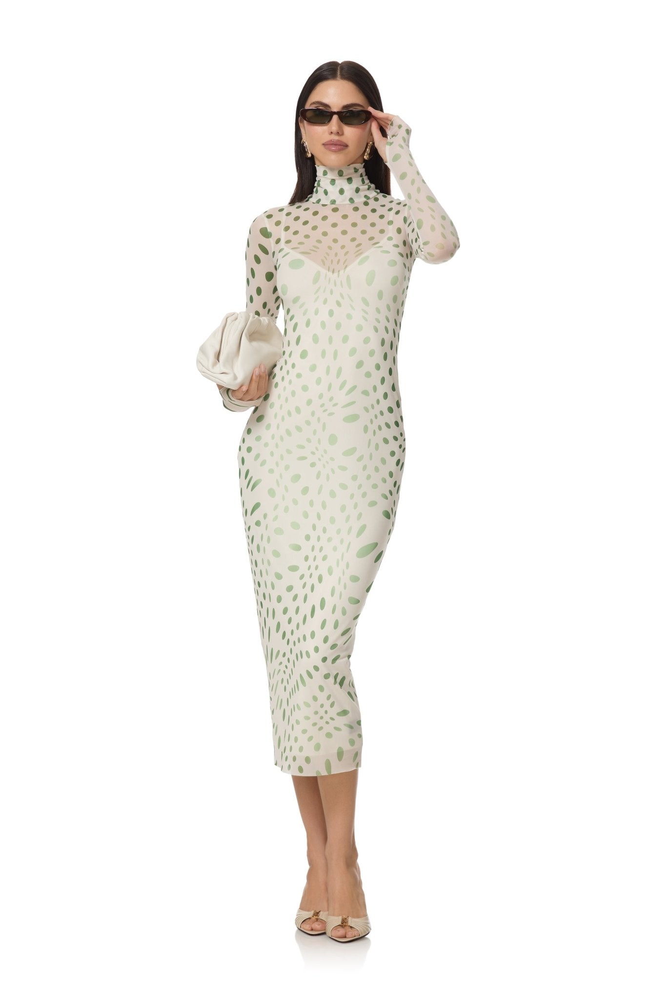 Shailene Dress - Olive Shaping Dot - AFRM