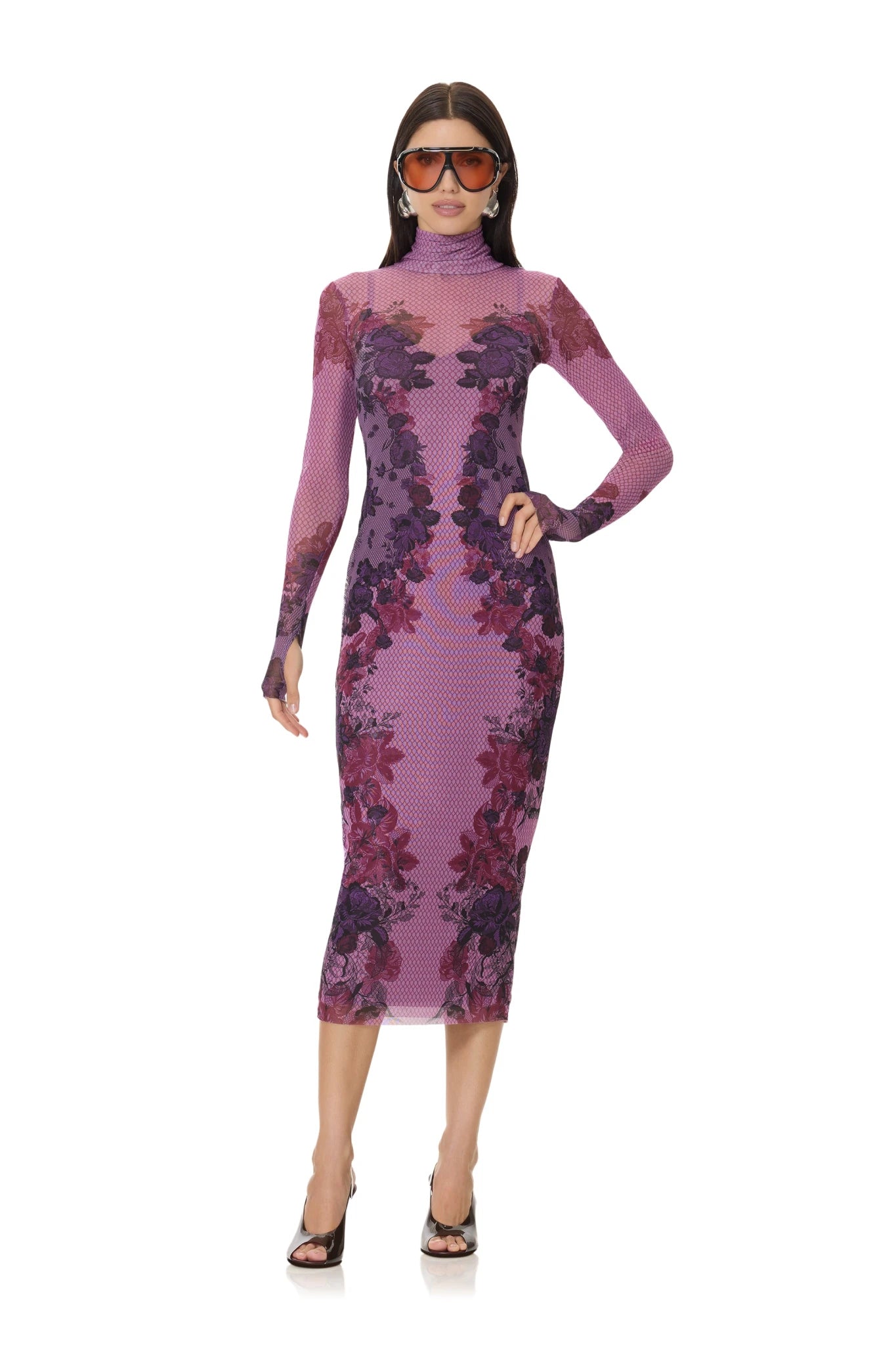Shailene Dress - Plum Lace Net - AFRM