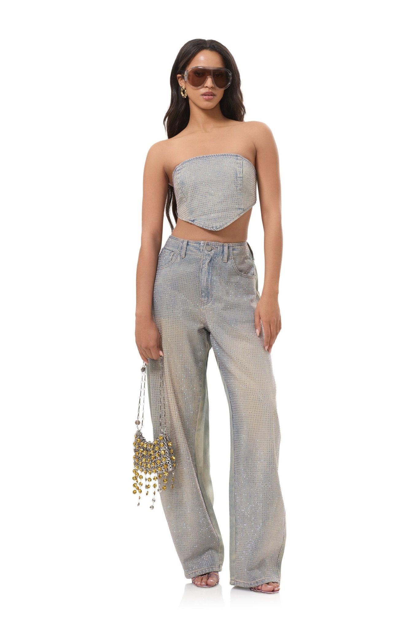 Sonoma Rhinestone Top - Dirty Grunge Wash - AFRM