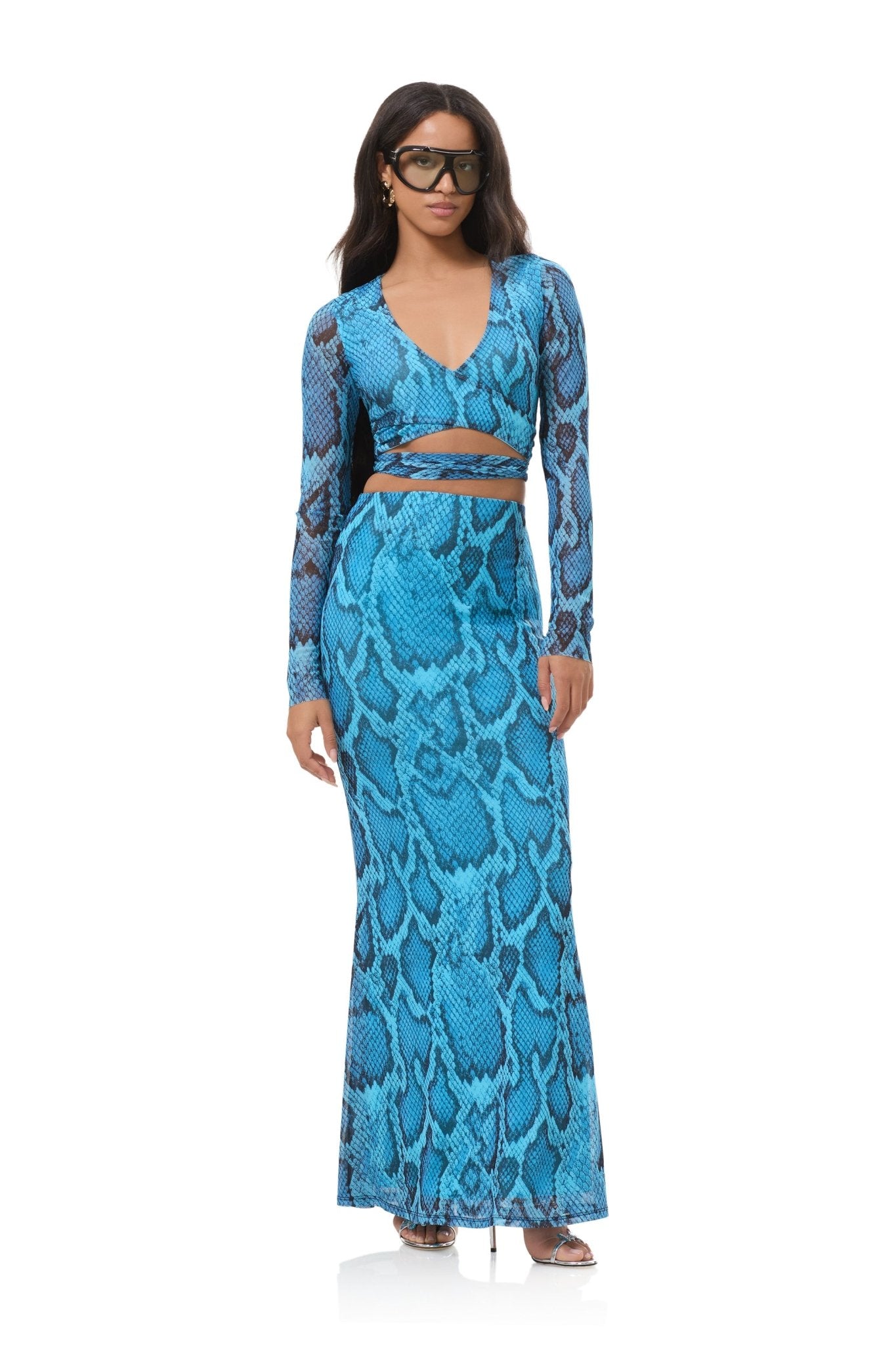 Tegan Skirt - Blue Fish Snake - AFRM