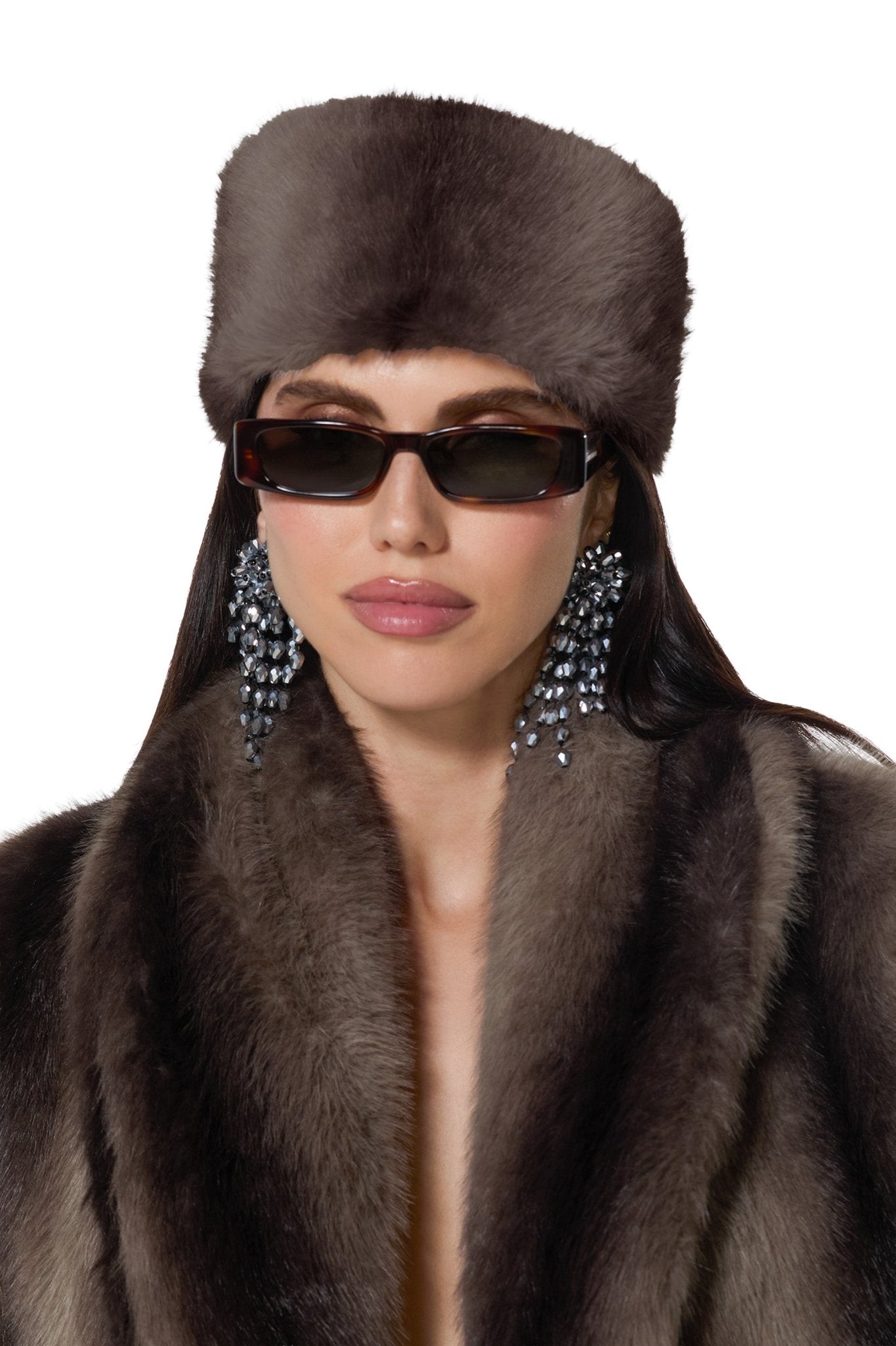 Vanna Fur Hat - Dark Brown Stripe - AFRM