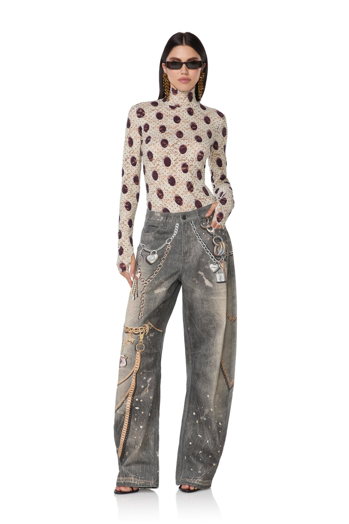 Zadie Lace Top - Cafe Blur Dot - AFRM