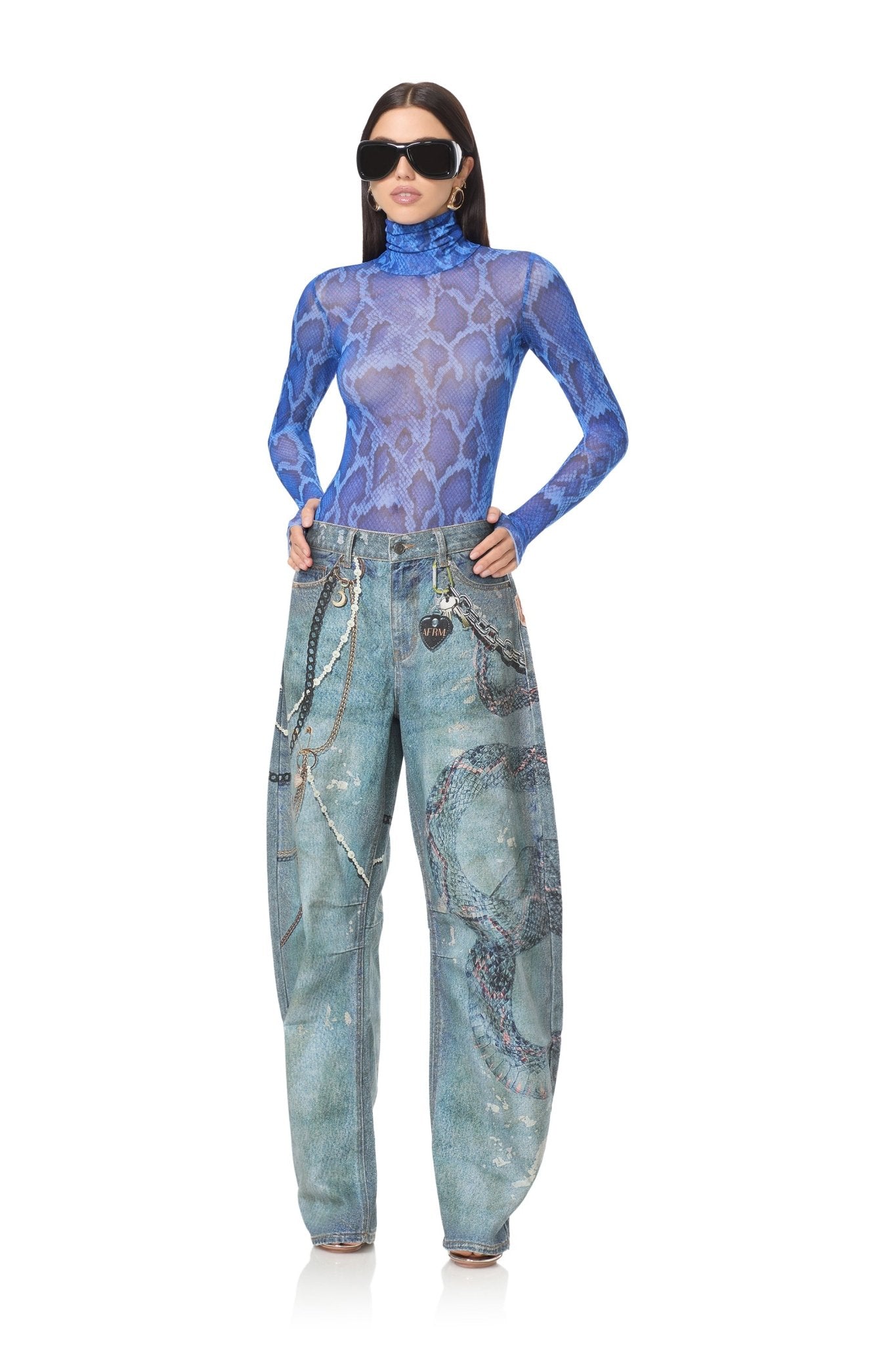 Zadie Top - Cobalt Snake - AFRM